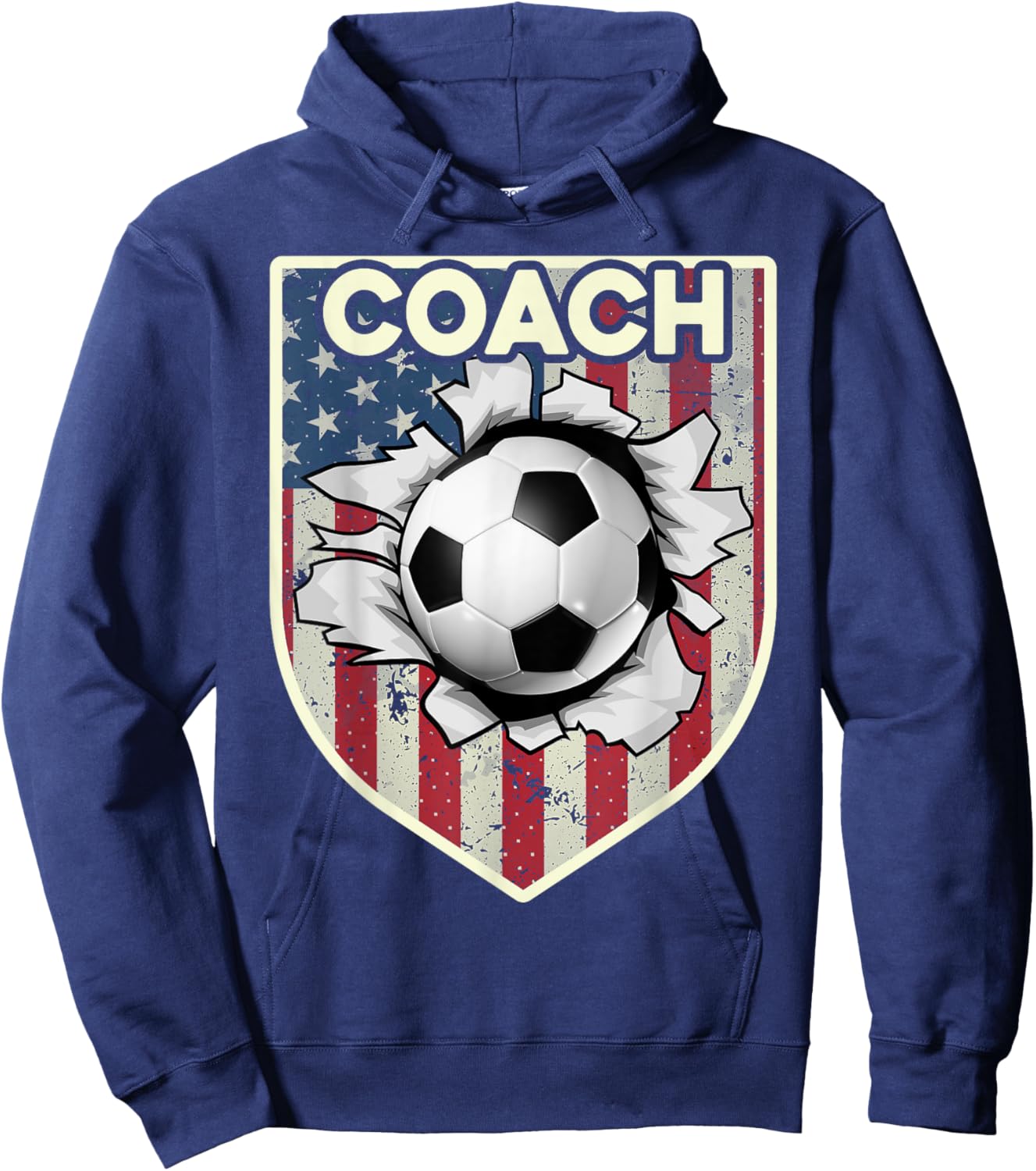 USA Flag Soccer Coach Funny Soccer Trainer American Outfit Hoodie - Hoodie | Navy