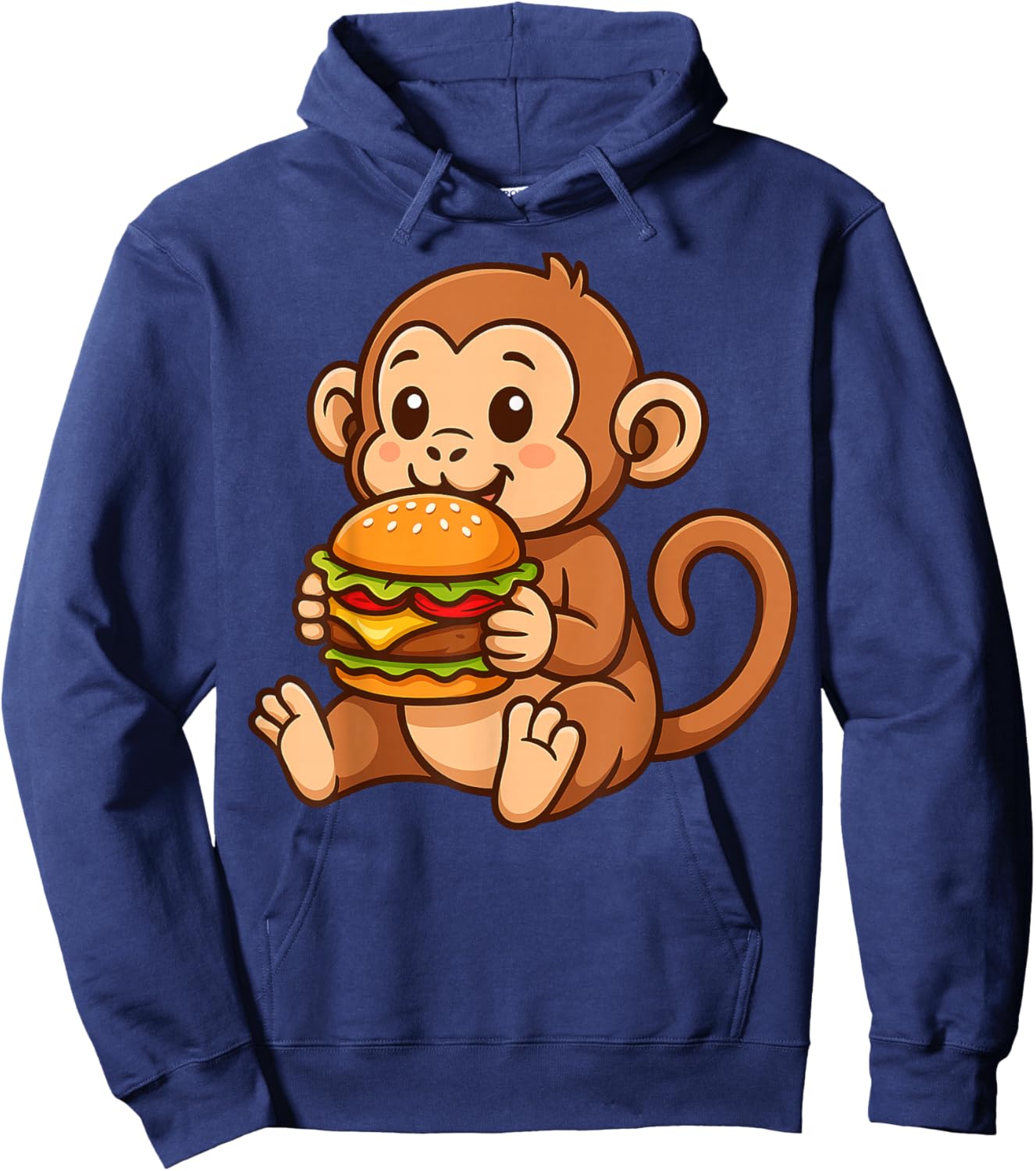 Monkey Eating a Hamburger Hoodie - Hoodie | Navy