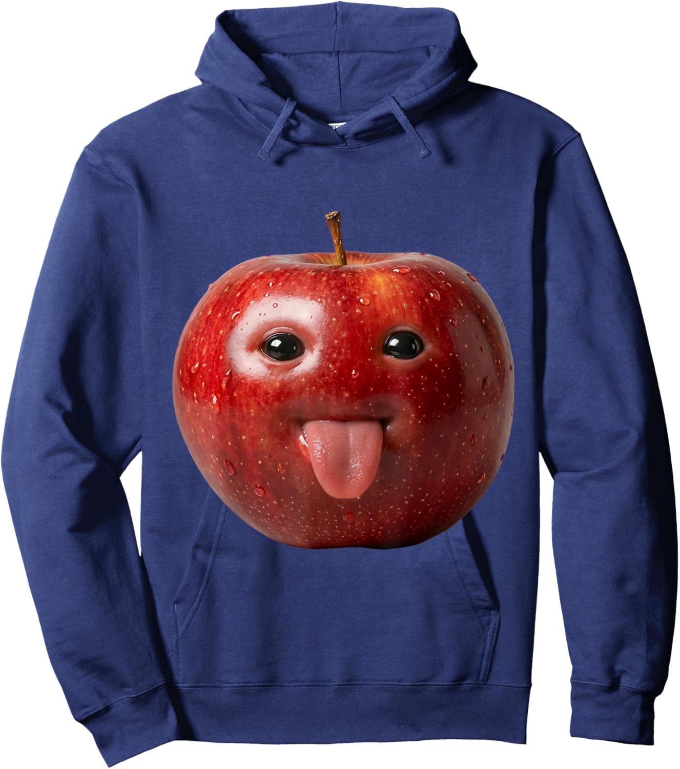 AI Apple with Tongue Funny Meme Silly AI Apple Humor Hoodie - Hoodie | Navy