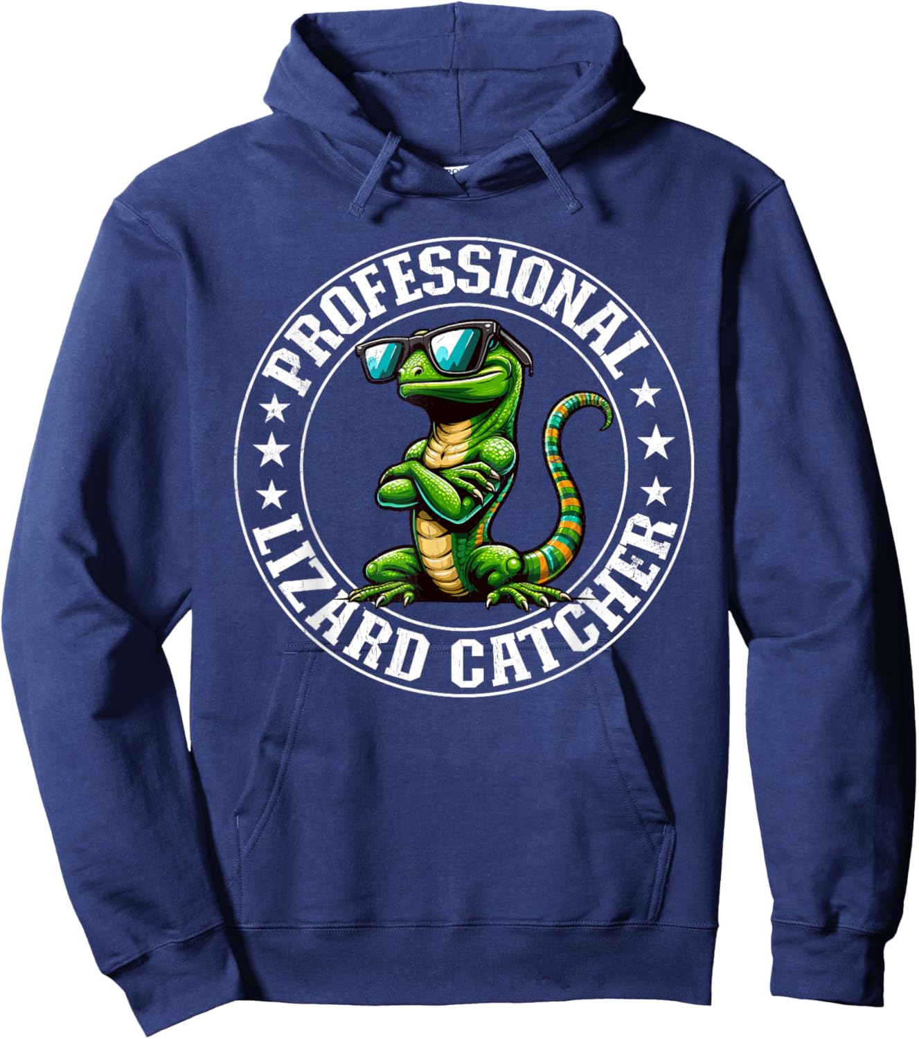 Professional Lizard Catcher Funny Retro Gecko Lizard Hunter Hoodie - Hoodie | Navy