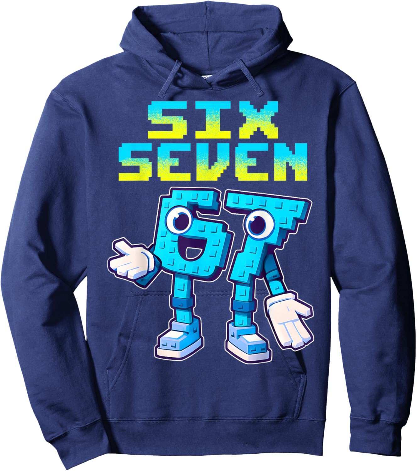 67 Six Seven 6-7 - Funny Italian Brainrot Kids Gaming Meme Hoodie - Hoodie | Navy
