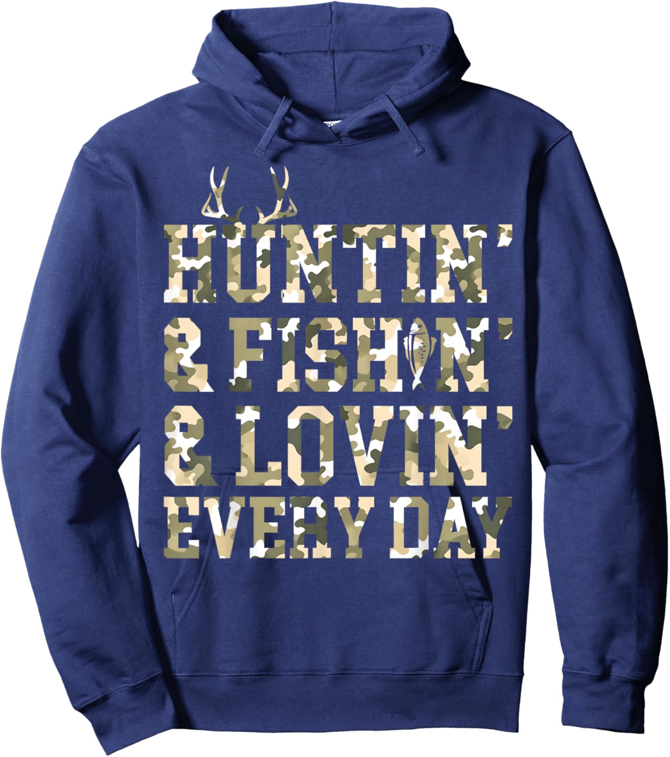Hunting Fishing Loving Every Day Camo US Flag Hunting Season Hoodie - Hoodie | Navy