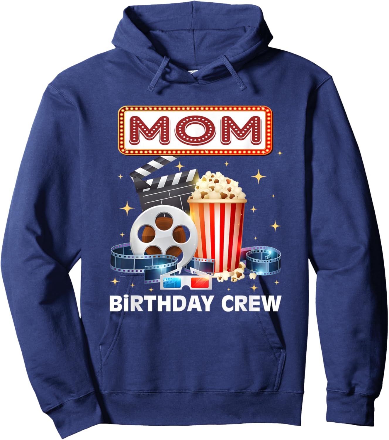 Mom Birthday Crew Movie Night Theme Matching Party Hoodie - Hoodie | Navy
