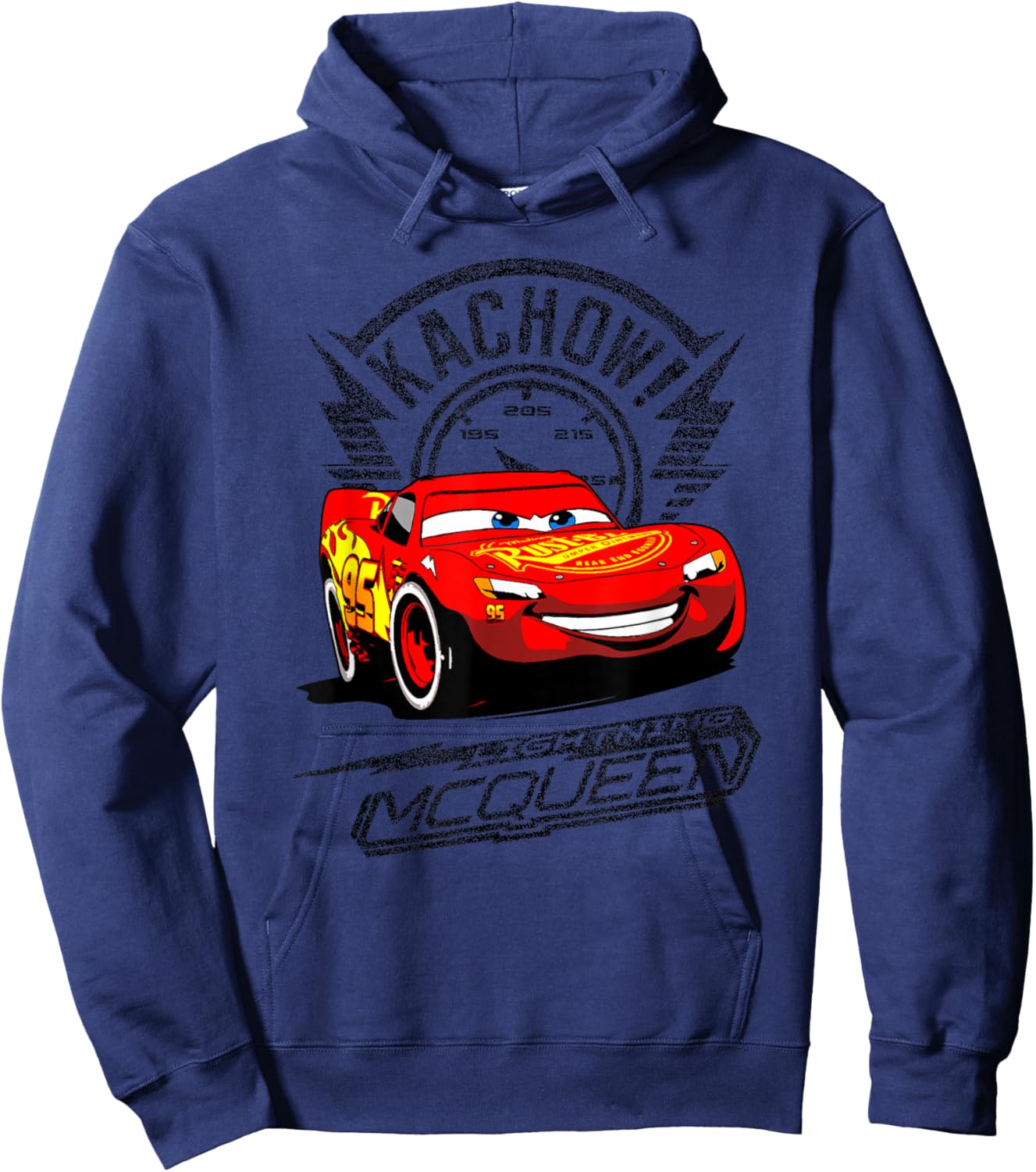 Disney Pixar Cars Lightning McQueen Kachow! Retro Shot Hoodie - Hoodie | Navy