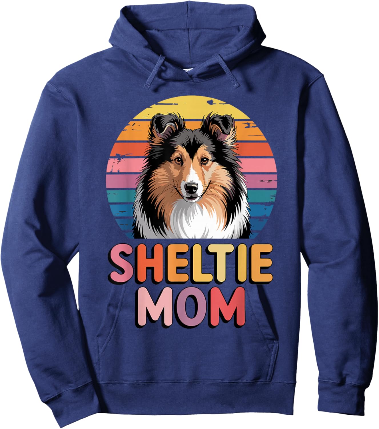 Retro Sheltie Mom Shetland Sheepdog Hoodie - Hoodie | Navy