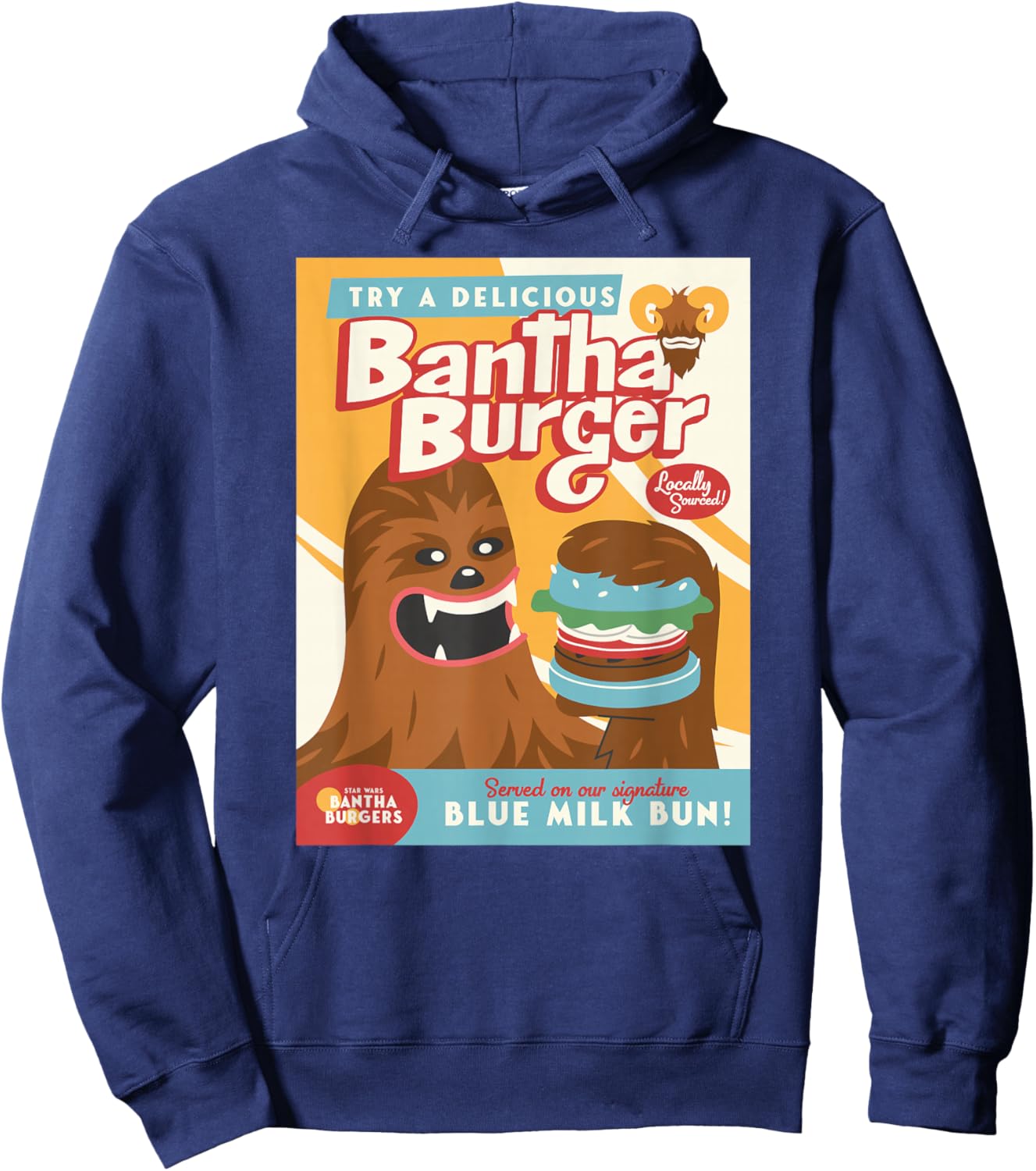 Star Wars Bantha Burger Served On Our Blue Milk Bun Wookie Hoodie - Hoodie | Navy