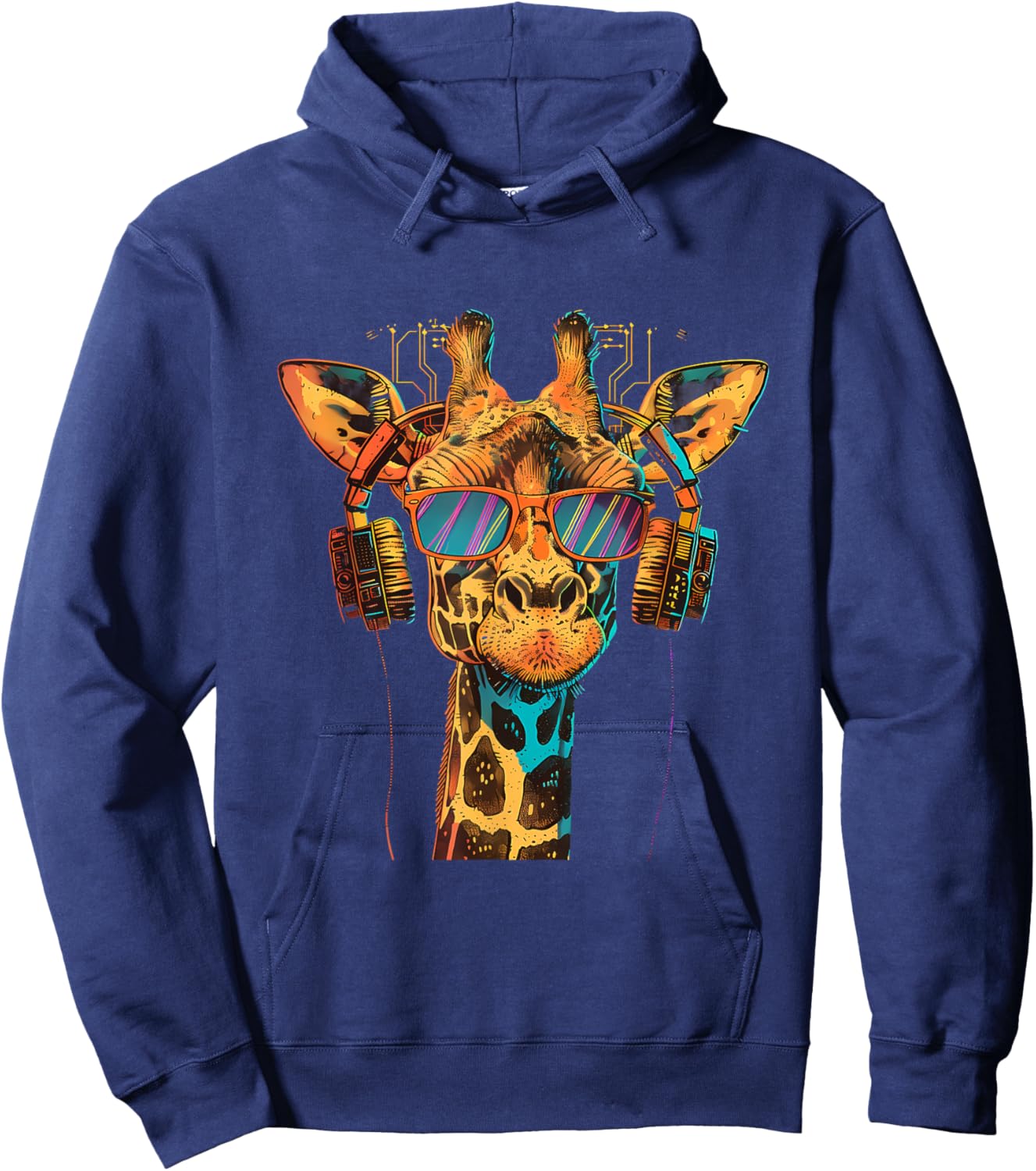 DJ Giraffe Dance Club Music Producer EDM Music Headphones Hoodie - Hoodie | Navy