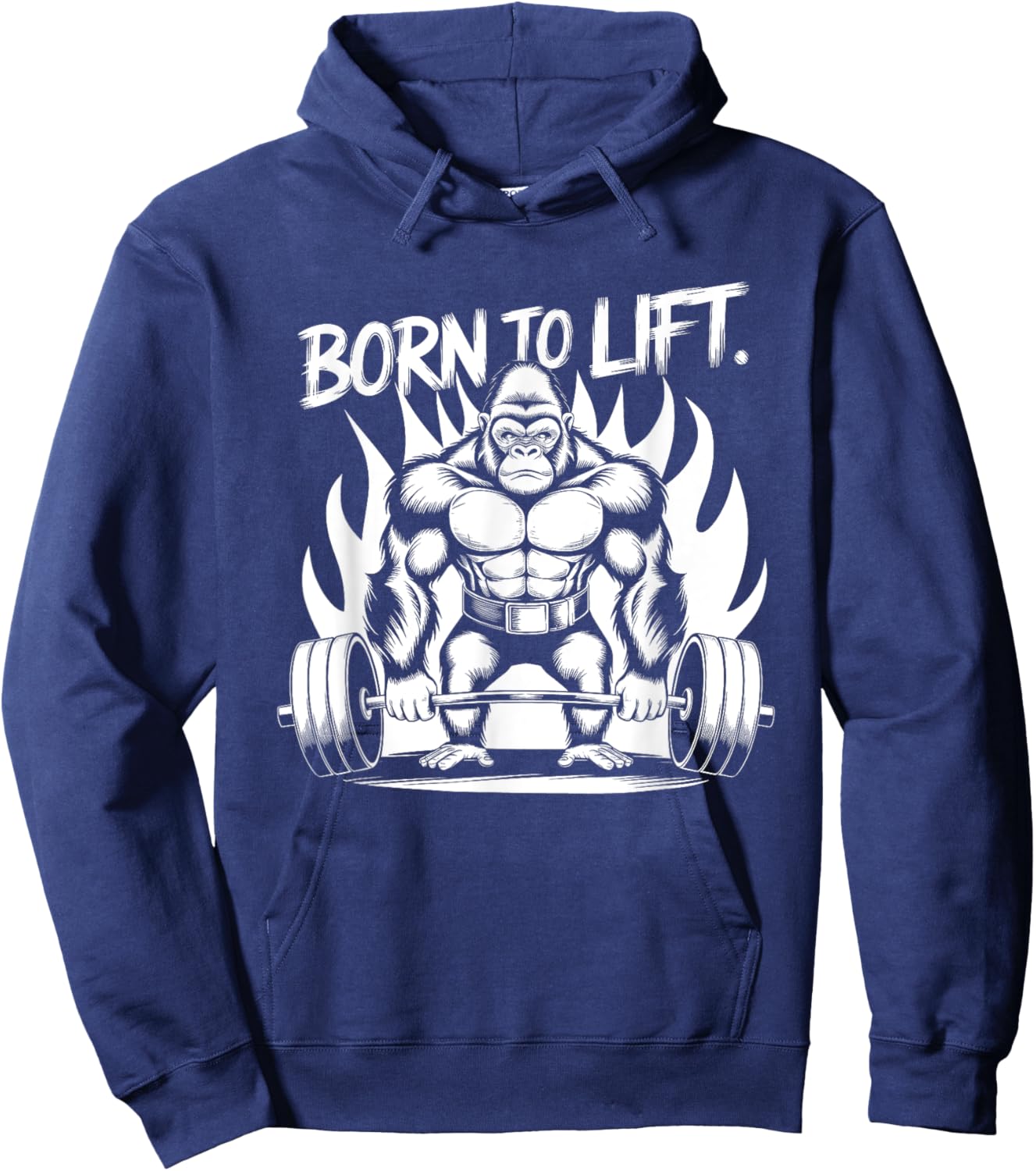 Born to Lift - Gym Art Gorilla Lifting Weights Design Hoodie - Hoodie | Navy