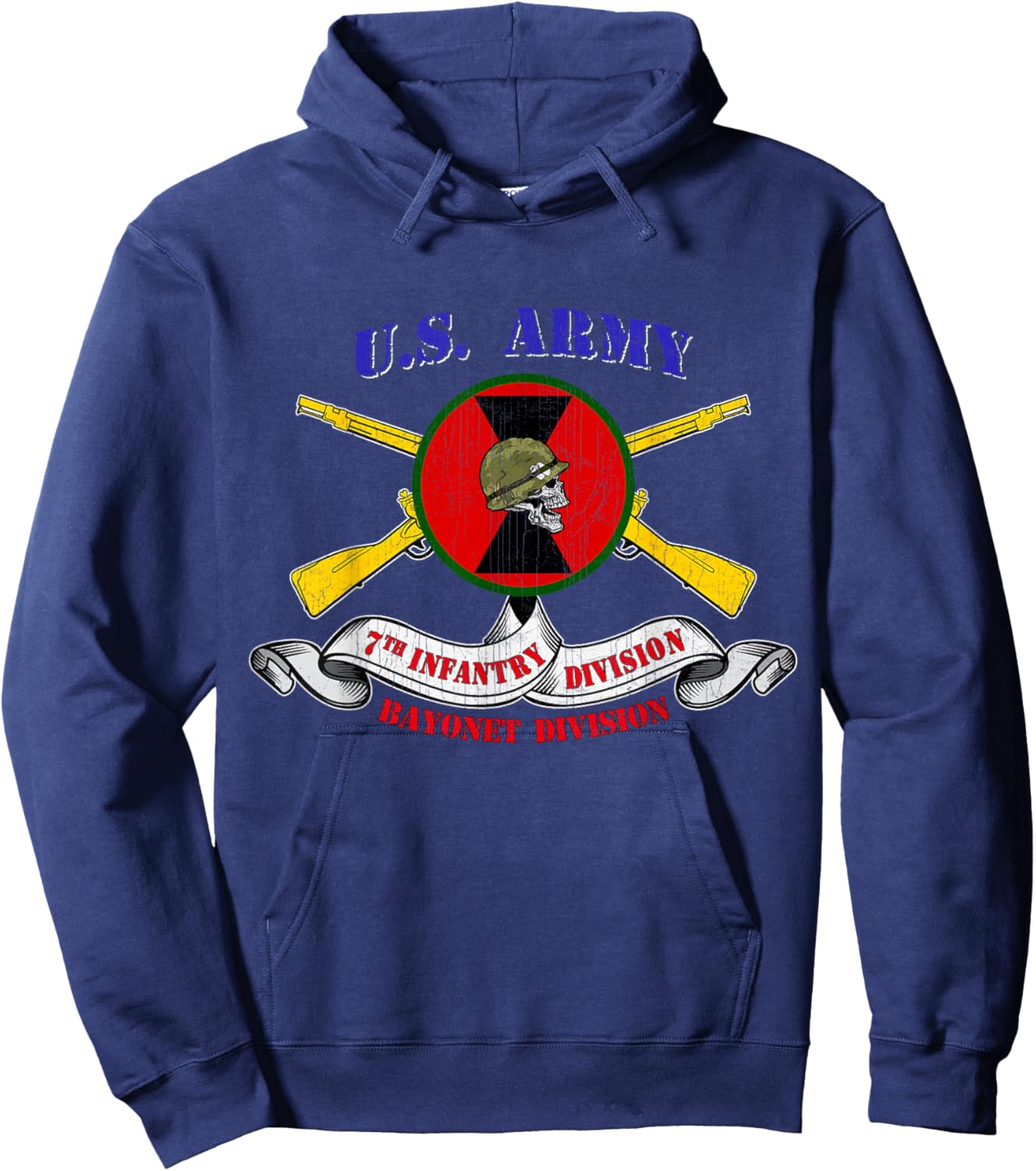 7th Infantry Division 7th ID Veteran Gifts Bayonet Division Hoodie - Hoodie | Navy