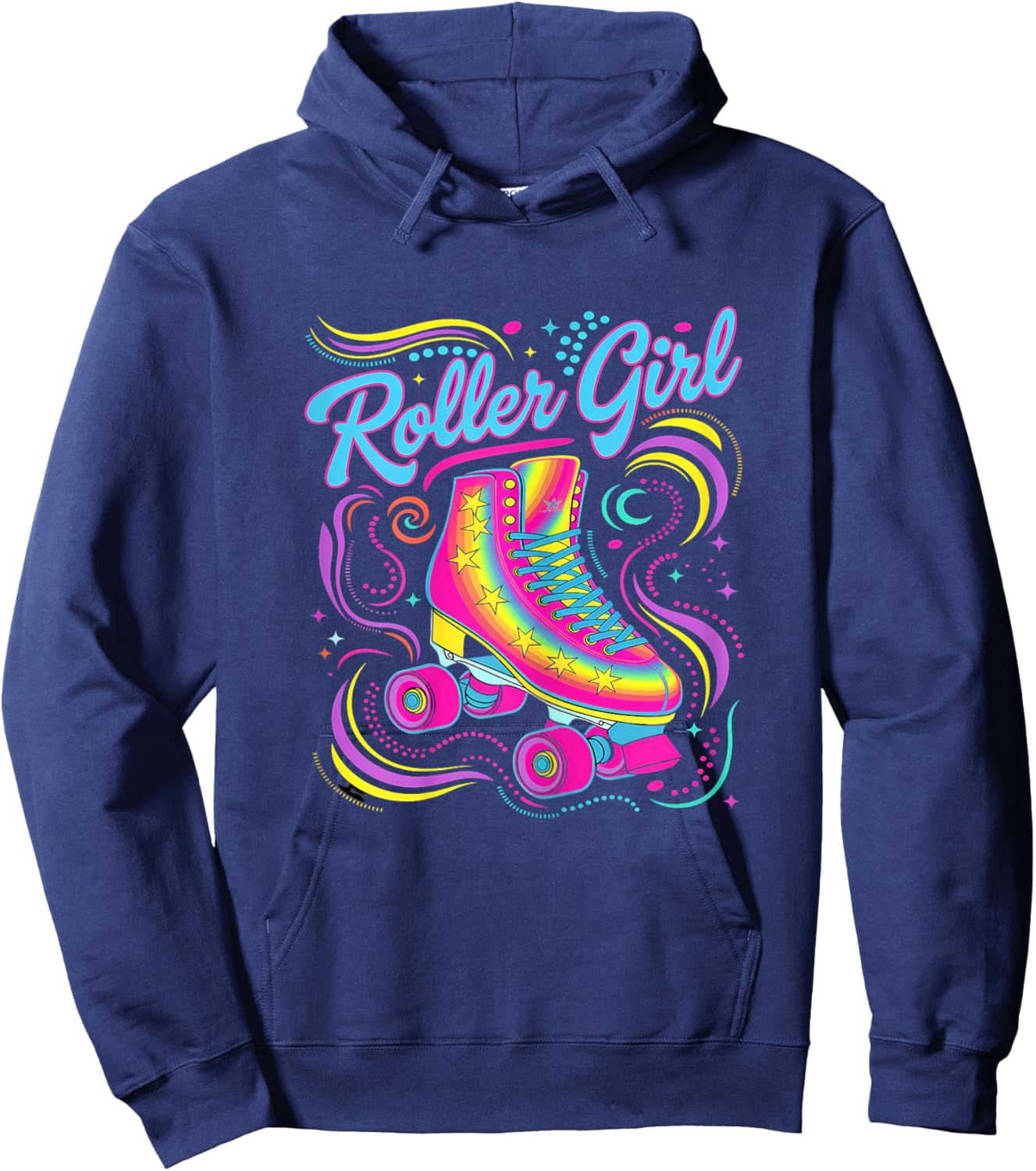 Roller Skater Girl 70s 80s 90s Roller Skates Roller Skating Hoodie - Hoodie | Navy