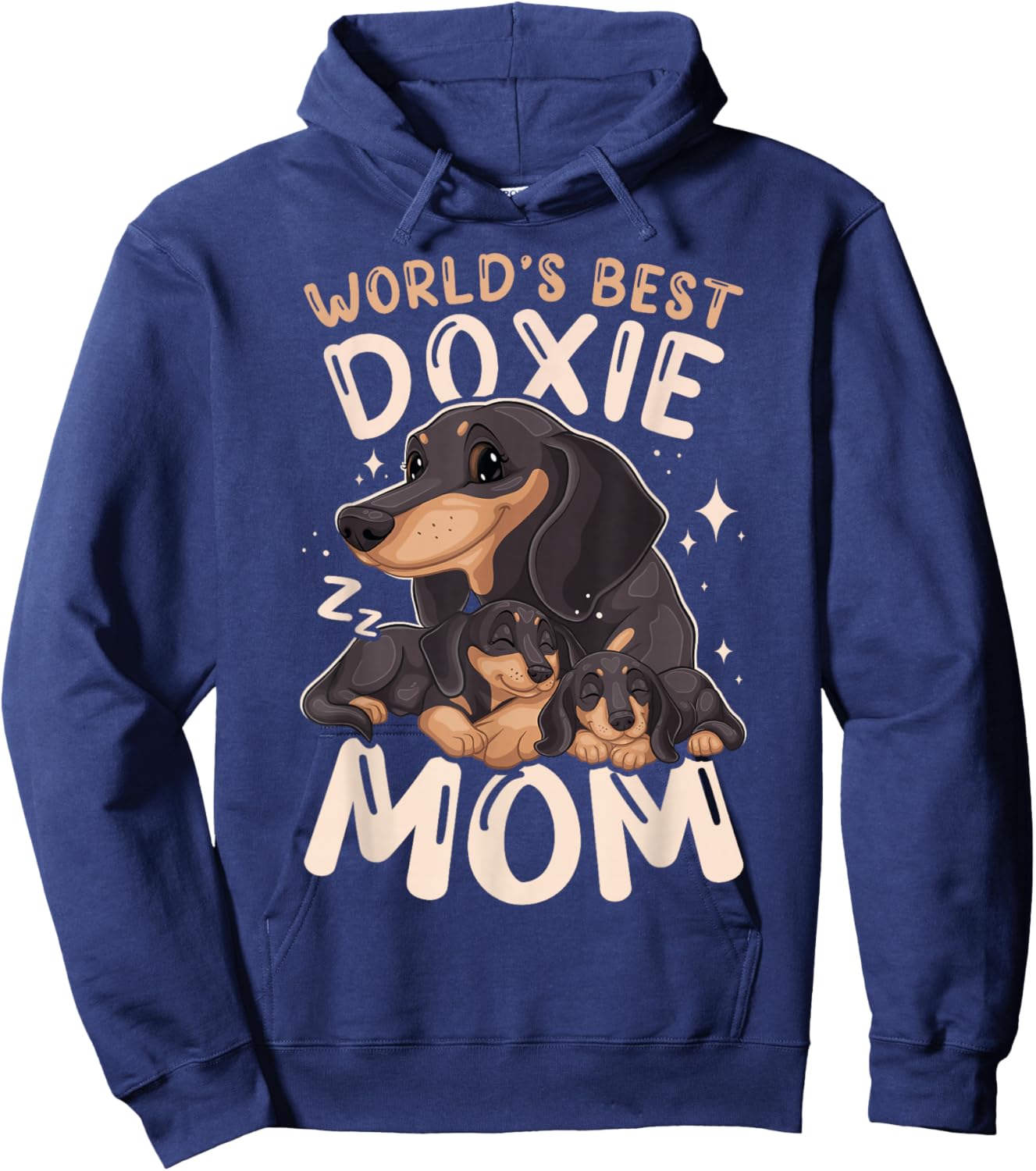 World's Best Doxie Mom, Dachshund with 2 Puppies Mothers Day Hoodie - Hoodie | Navy