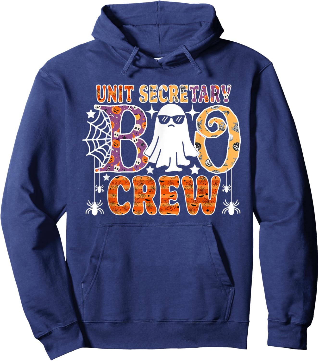 Unit Secretary Boo Crew Funny Ghost Halloween Costume Hoodie - Hoodie | Navy