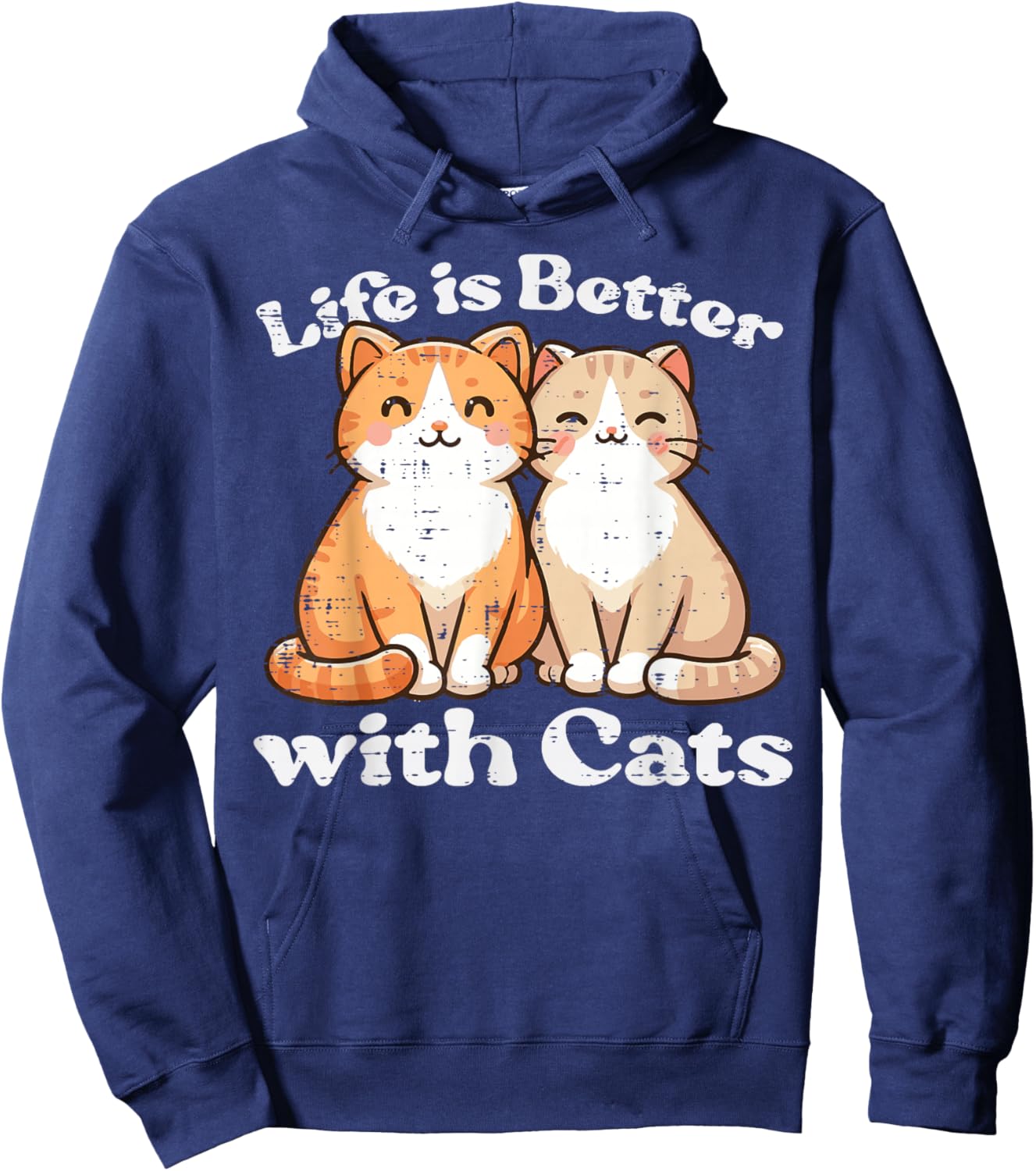 Life Is Better With Cats Cute Kitten Kitty Women Girls Kids Hoodie - Hoodie | Navy