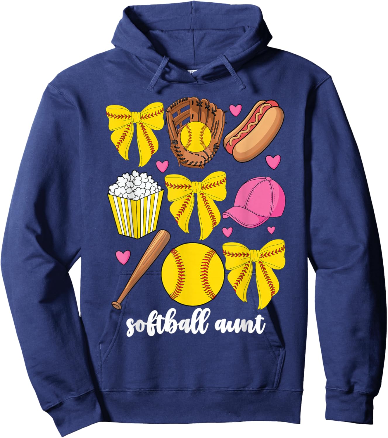 Softball Aunt Softball Coquette Bow Niece Auntie Hoodie - Hoodie | Navy