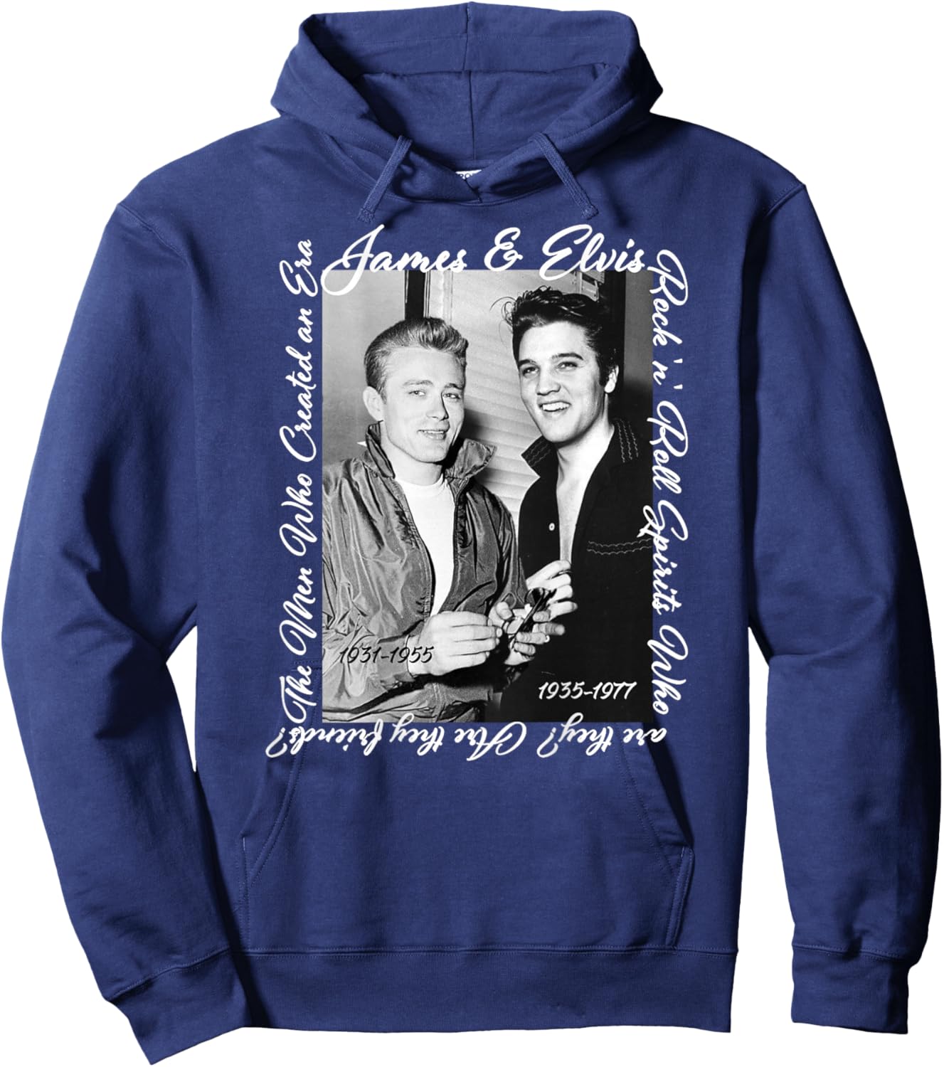 James Dean_Elvis Presley_Back Printed Hoodie - Hoodie | Navy