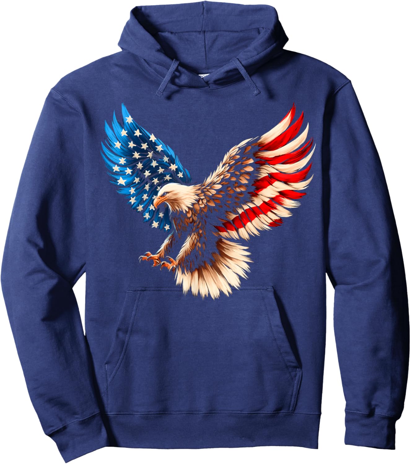 Bald Eagle & Patriotic American Flag 4th Of July Hoodie - Hoodie | Navy