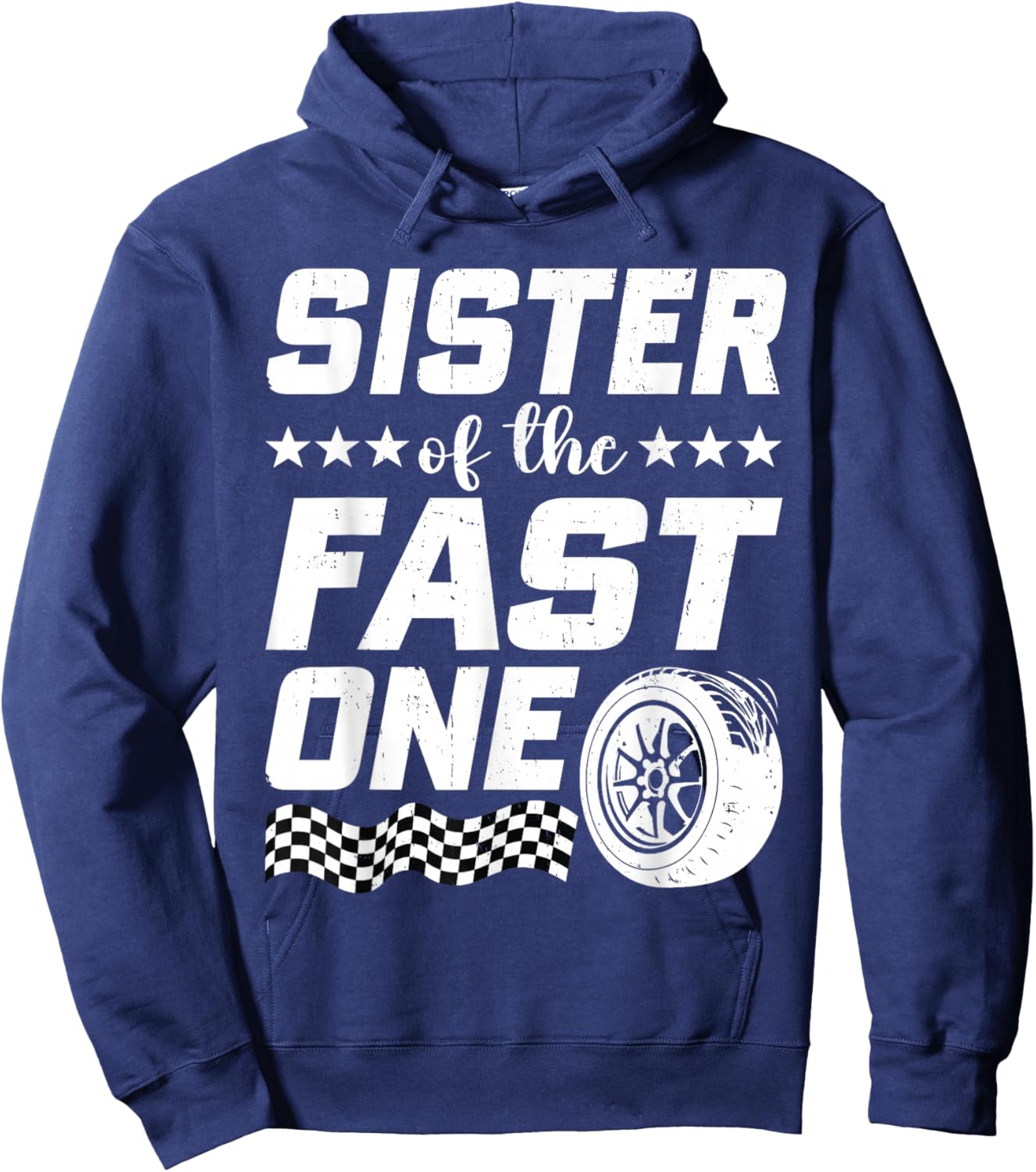 Sister of The Fast One First Birthday Racing Car Family Hoodie - Hoodie | Navy