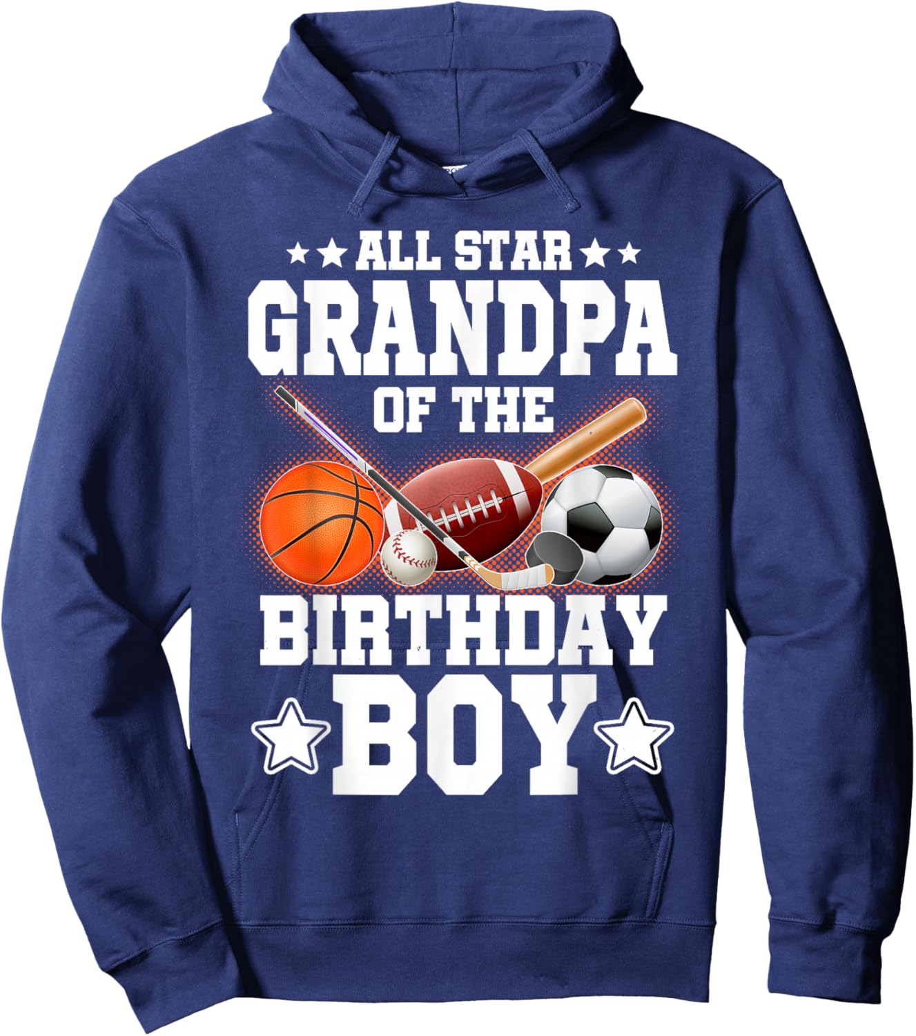 All Star Grandpa Of The Birthday Boy Basketball Soccer Sport Hoodie - Hoodie | Navy