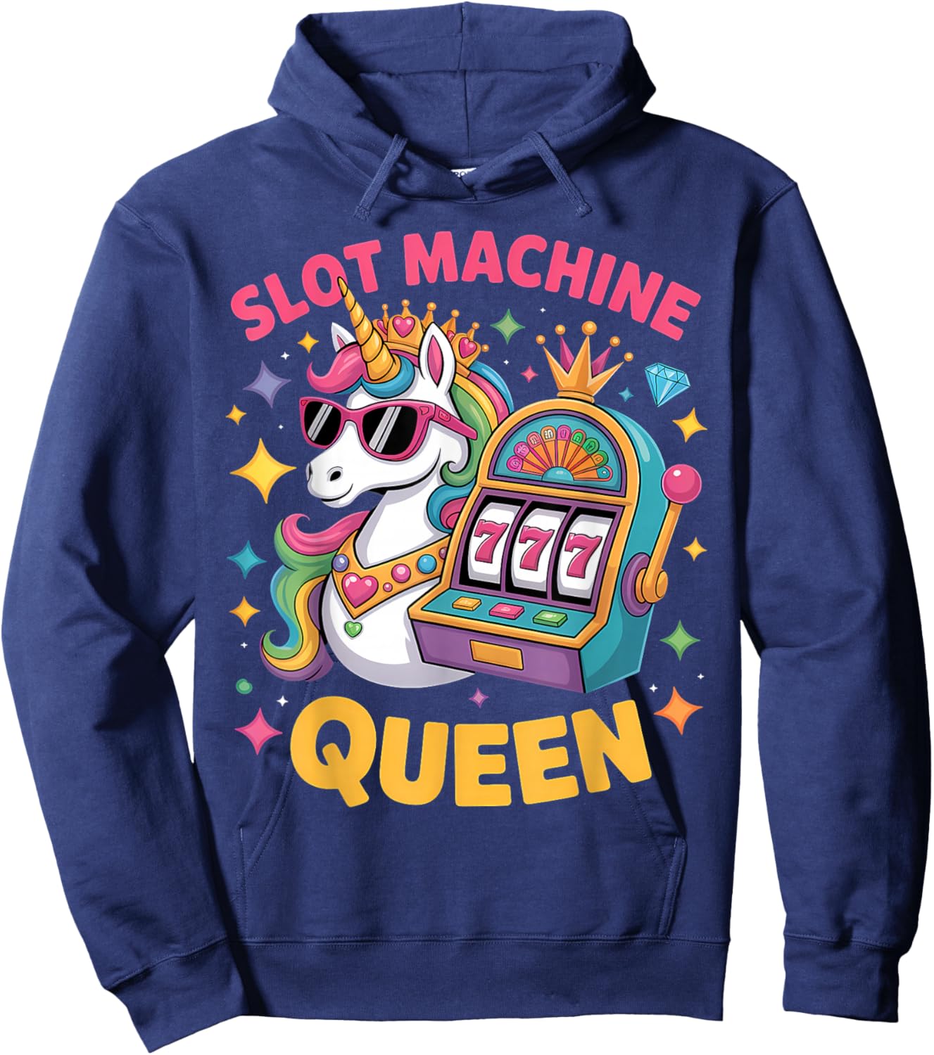 Slot Machine Queen Poker Player Funny Casino Gambling Hoodie - Hoodie | Navy