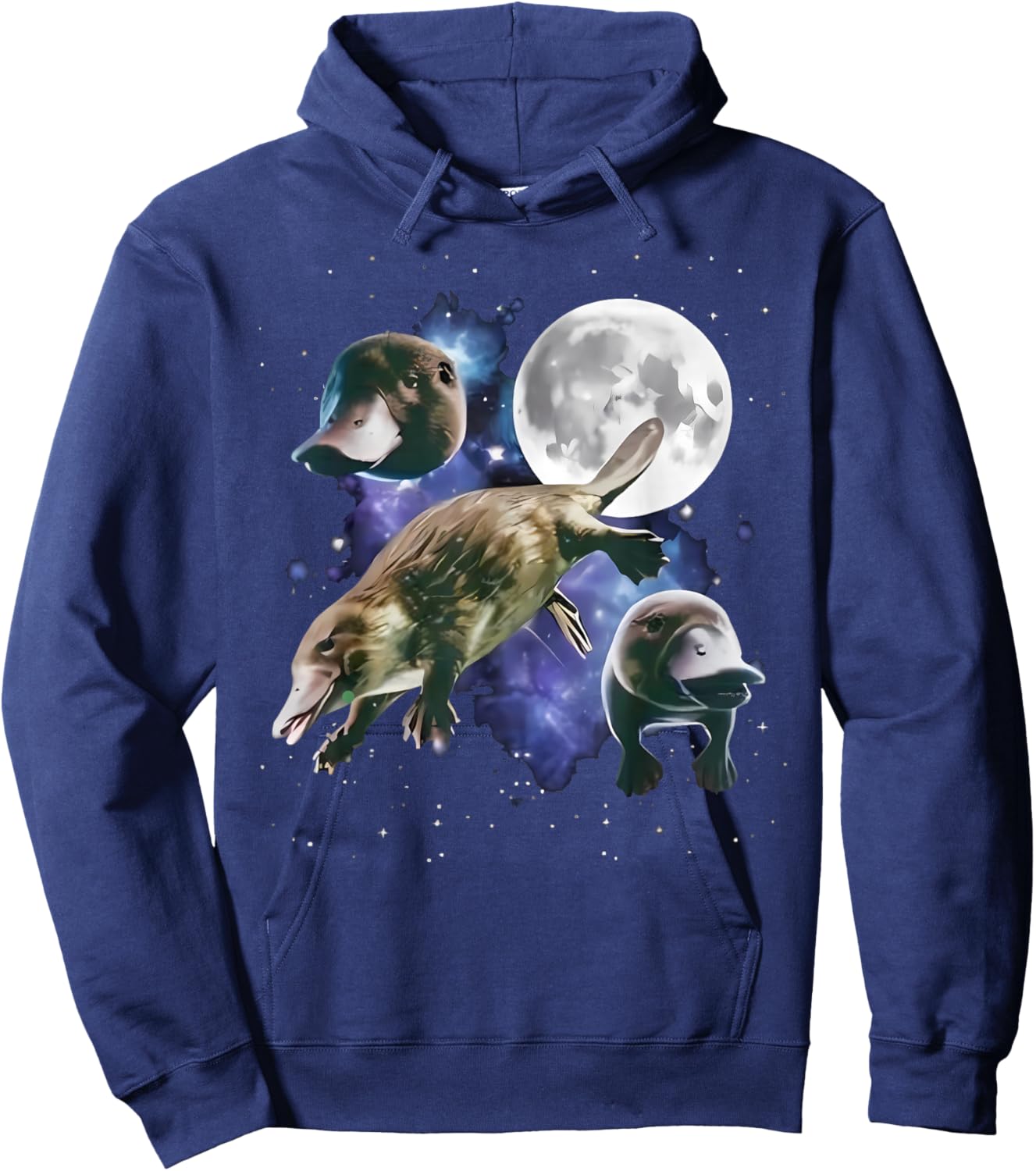 Vintage Three Platypus Howling at The Moon Animal Lovers Hoodie - Hoodie | Navy