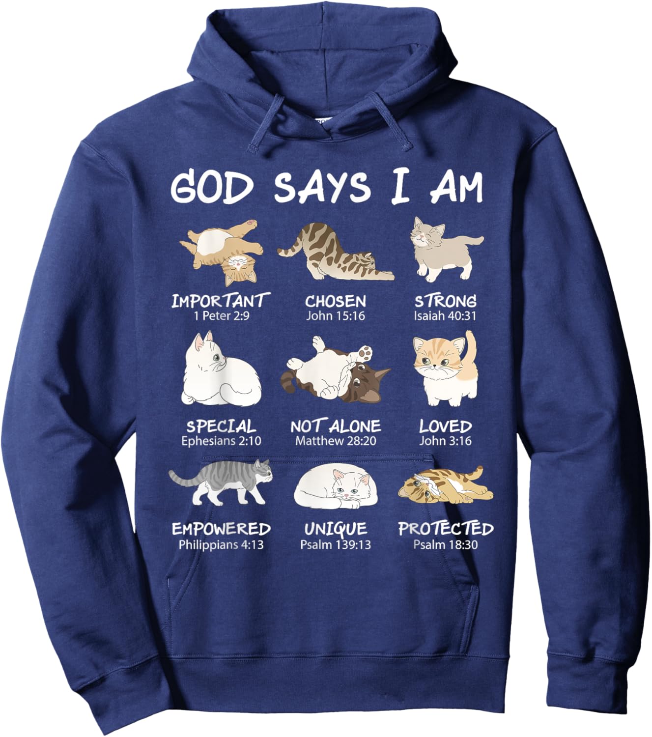 Funny Cat Girls Teens Kids God Says I Am Christian Cat Lover Hoodie - Hoodie | Navy