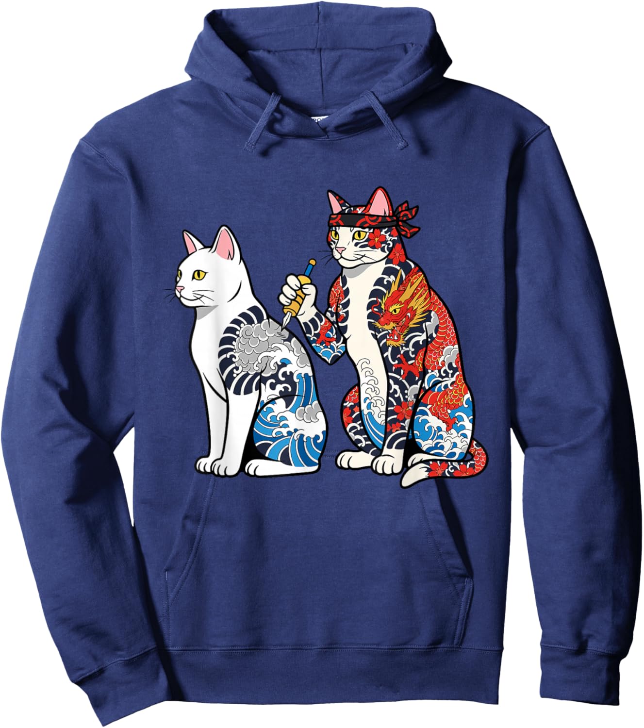 Cat Tattooing Cat Funny Meme Inked Kitty Humor Tattoo Artist Hoodie - Hoodie | Navy