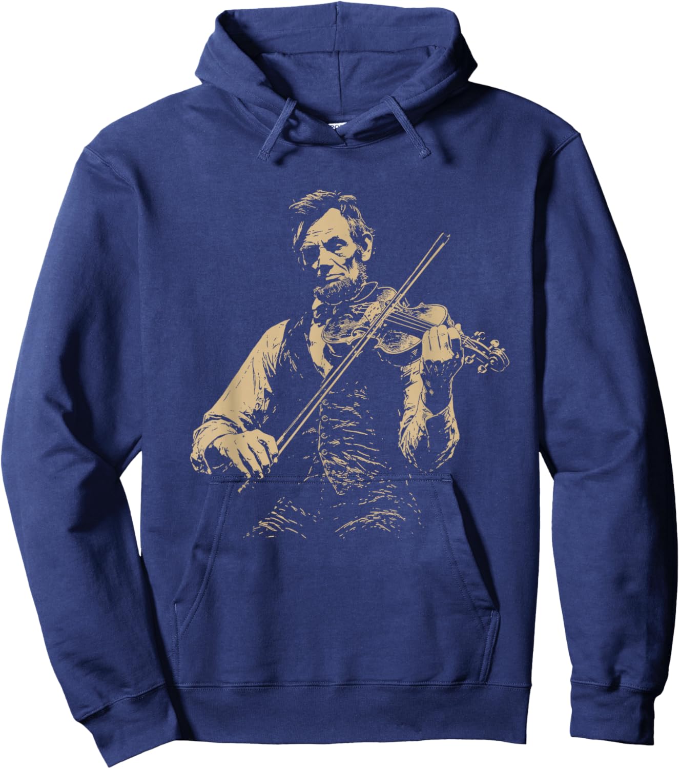 Abraham Lincoln Playing Violin Vintage Sketch Art Hoodie - Hoodie | Navy
