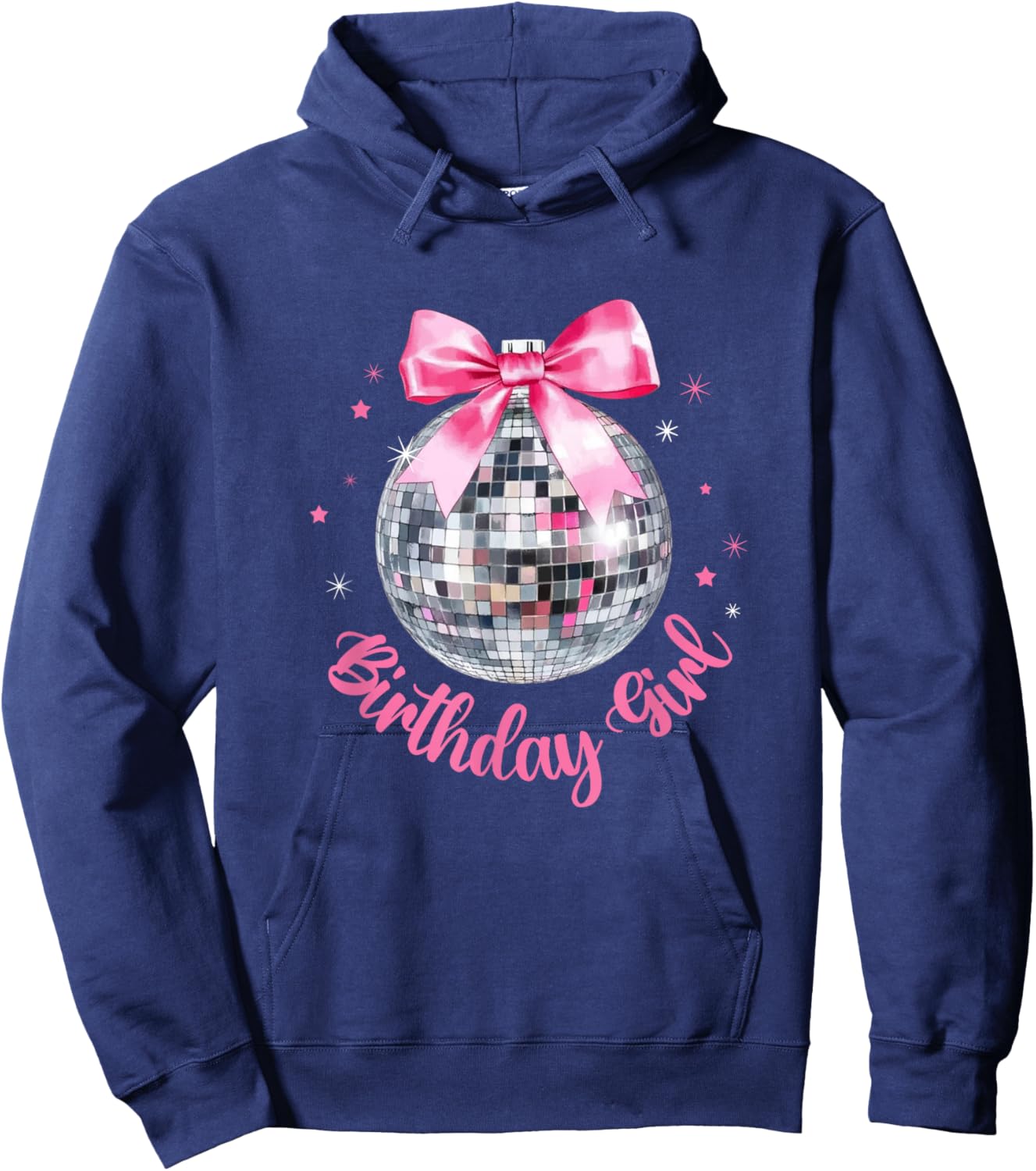 Birthday Girl Coquette Bow Disco Ball Funny Birthday Party Hoodie - Hoodie | Navy