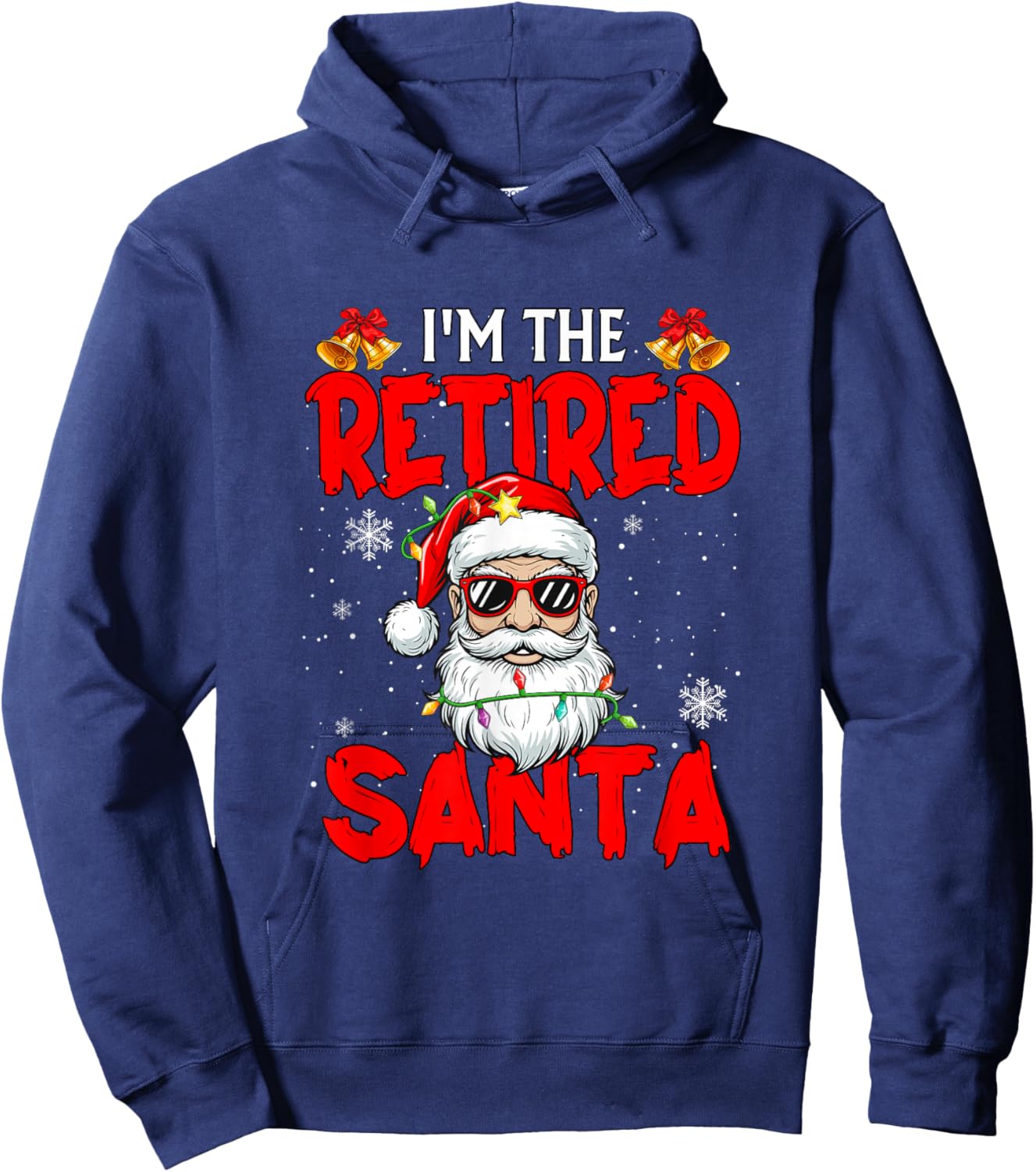 Retired Santa Christmas Santa Sunglasses Retirement Family Hoodie - Hoodie | Navy