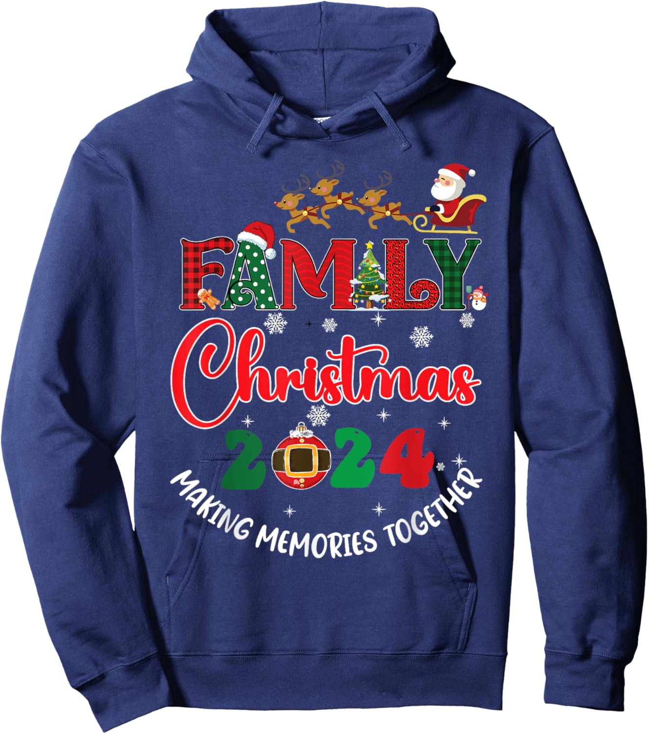Family Christmas 2024 Matching Xmas Making Memories Together Hoodie - Hoodie | Navy