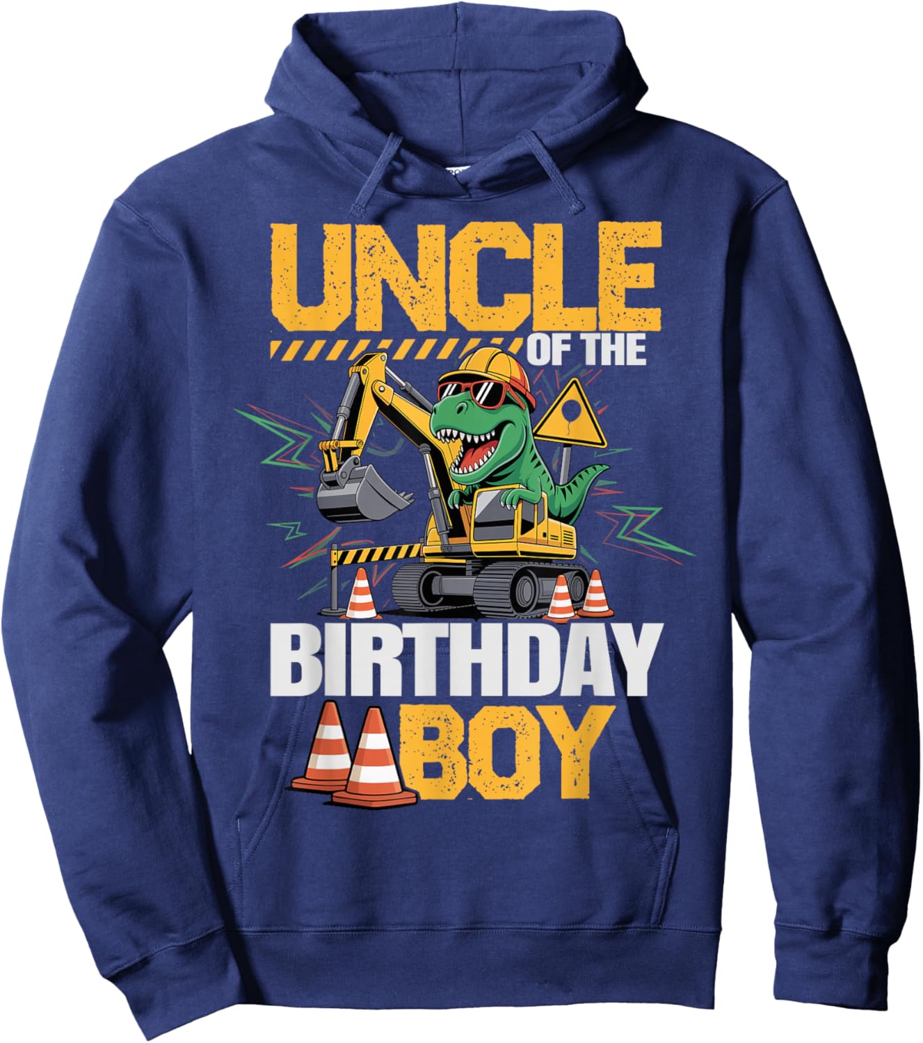 Uncle of The Birthday Party Crew Excavator T-Rex Uncle Hoodie - Hoodie | Navy