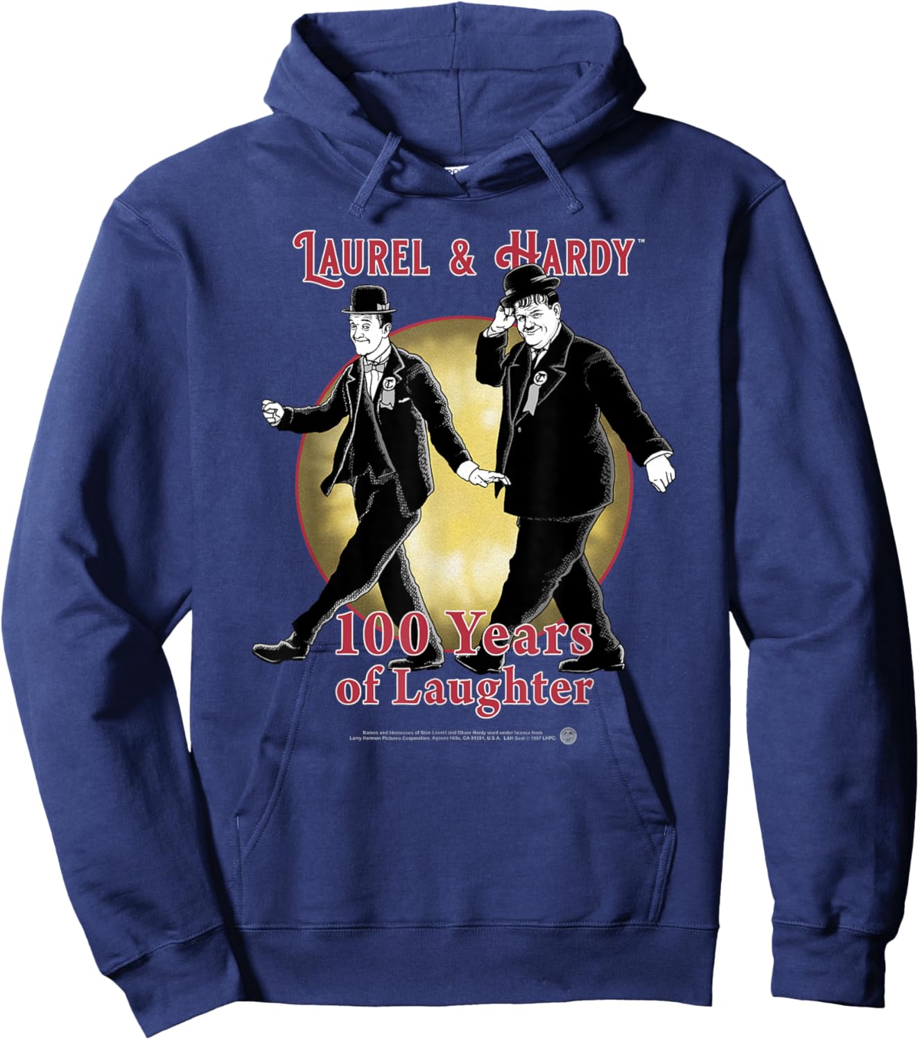 Laurel & Hardy 100 Years of Laughter Classic Comedy Hoodie - Hoodie | Navy