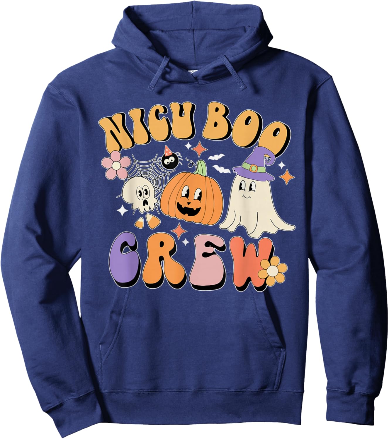 NICU Boo Crew Halloween Ghost Pumpkin Hoodie - Hoodie | Navy