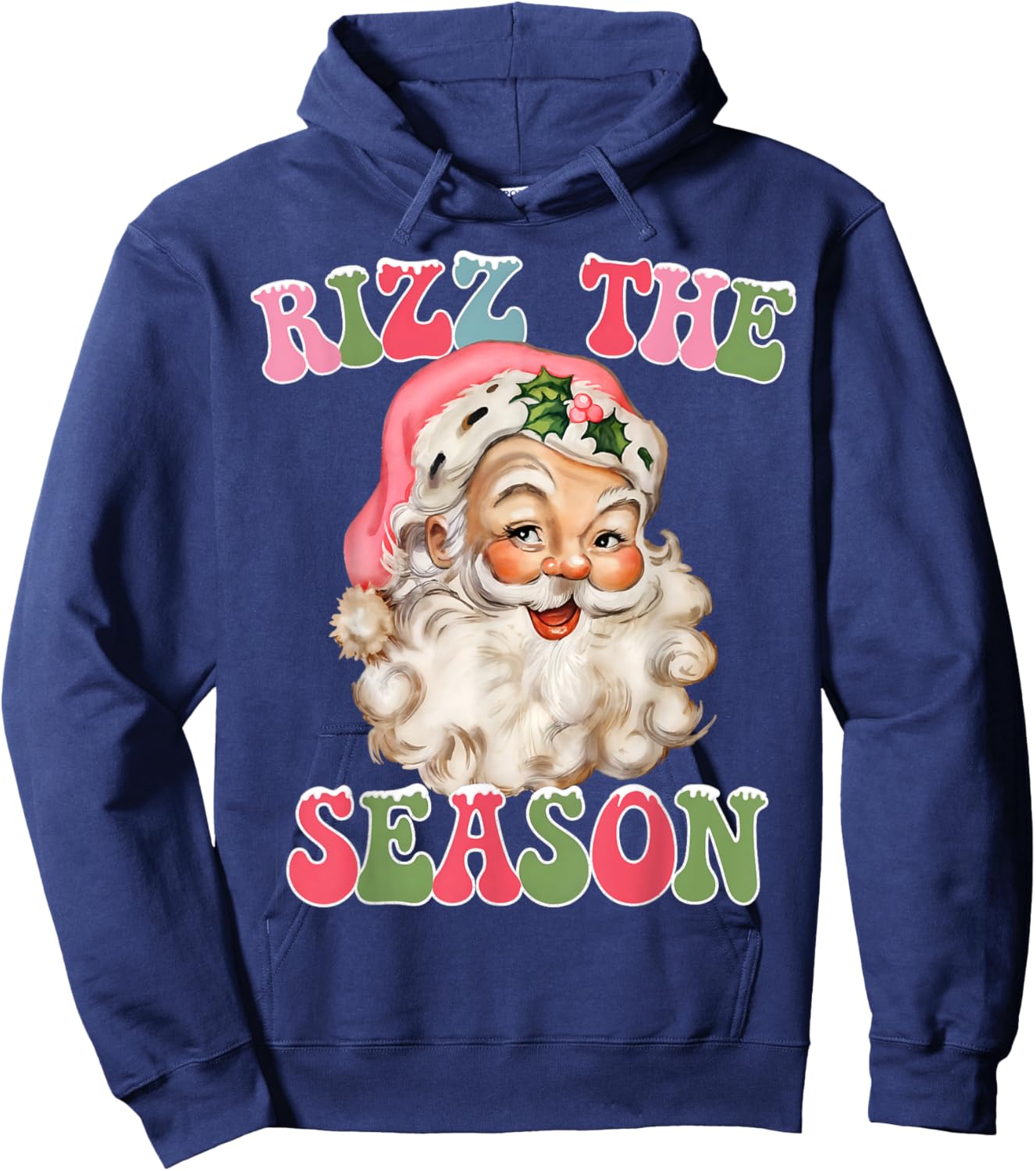 Rizz the Season Funny Christmas Rizzmas Santa Claus Rizzler Hoodie - Hoodie | Navy