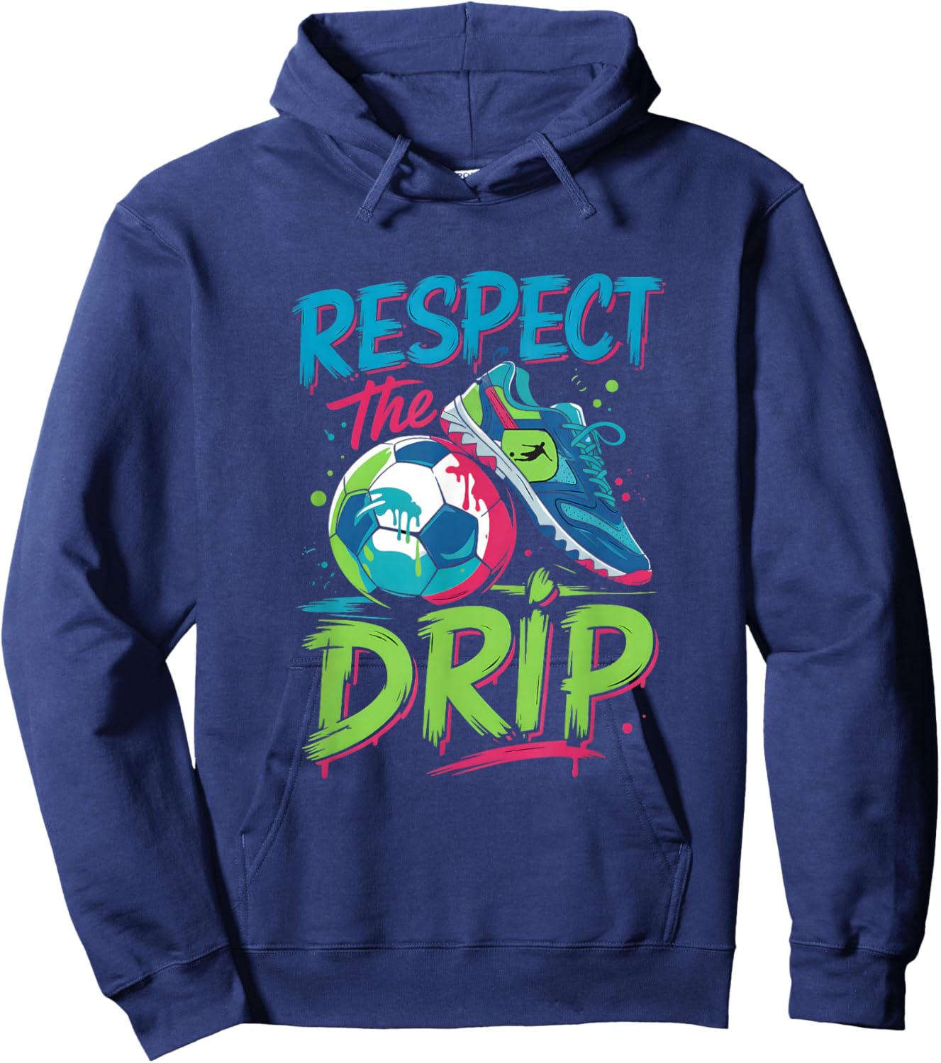 Soccer Drip Melting Ice Cream Respect The Drip Boys Hoodie - Hoodie | Navy