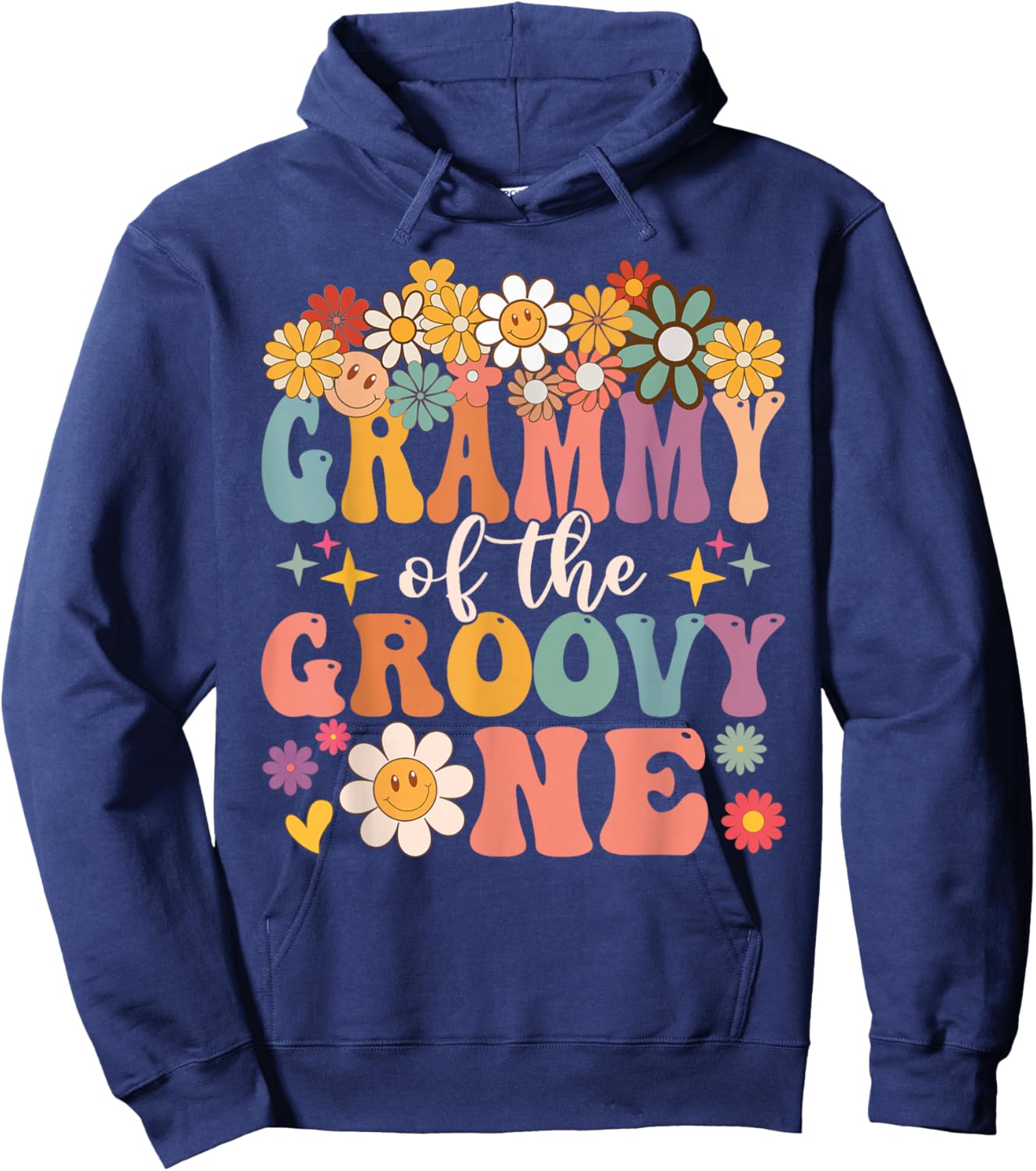 Retro Grammy of Groovy One Matching Family 1st Birthday Hoodie - Hoodie | Navy