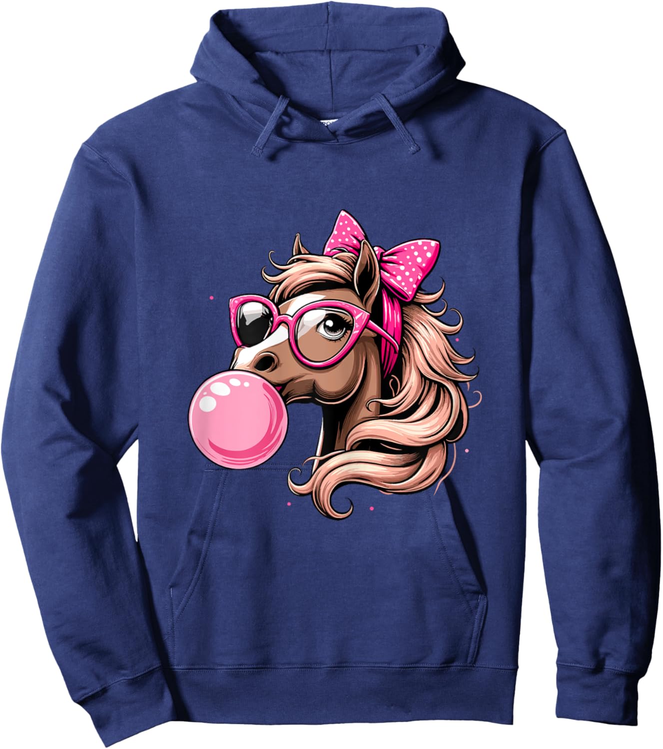 Horse Bubblegum Horse Girl Horseback Hoodie - Hoodie | Navy