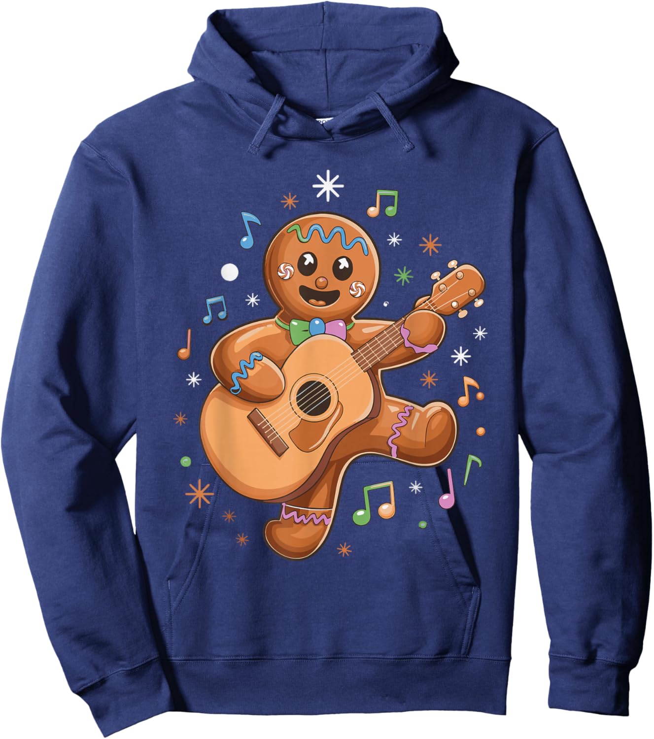 Gingerbread Playing Guitar Hoodie - Hoodie | Navy