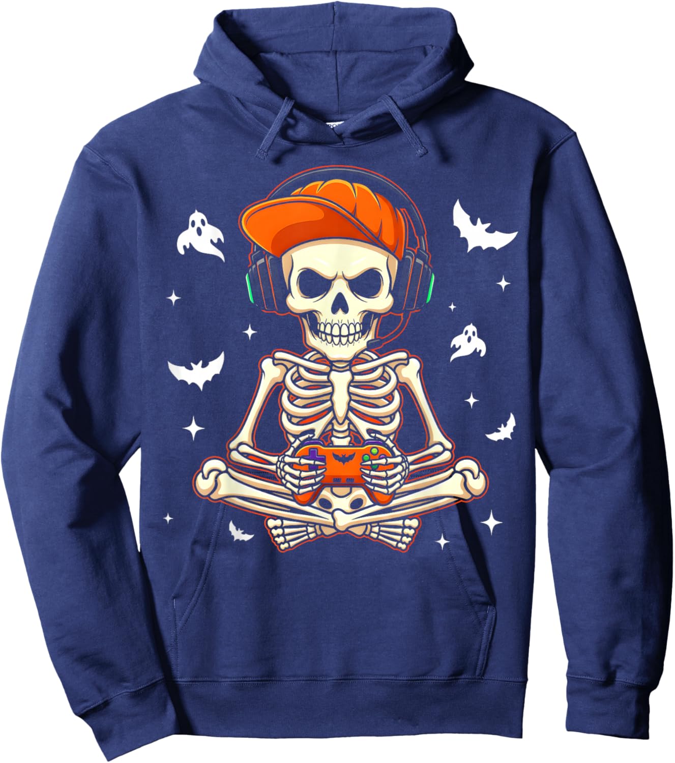 Funny Gaming Hallowen Skeleton Gamer Video Kids Boys Hoodie - Hoodie | Navy
