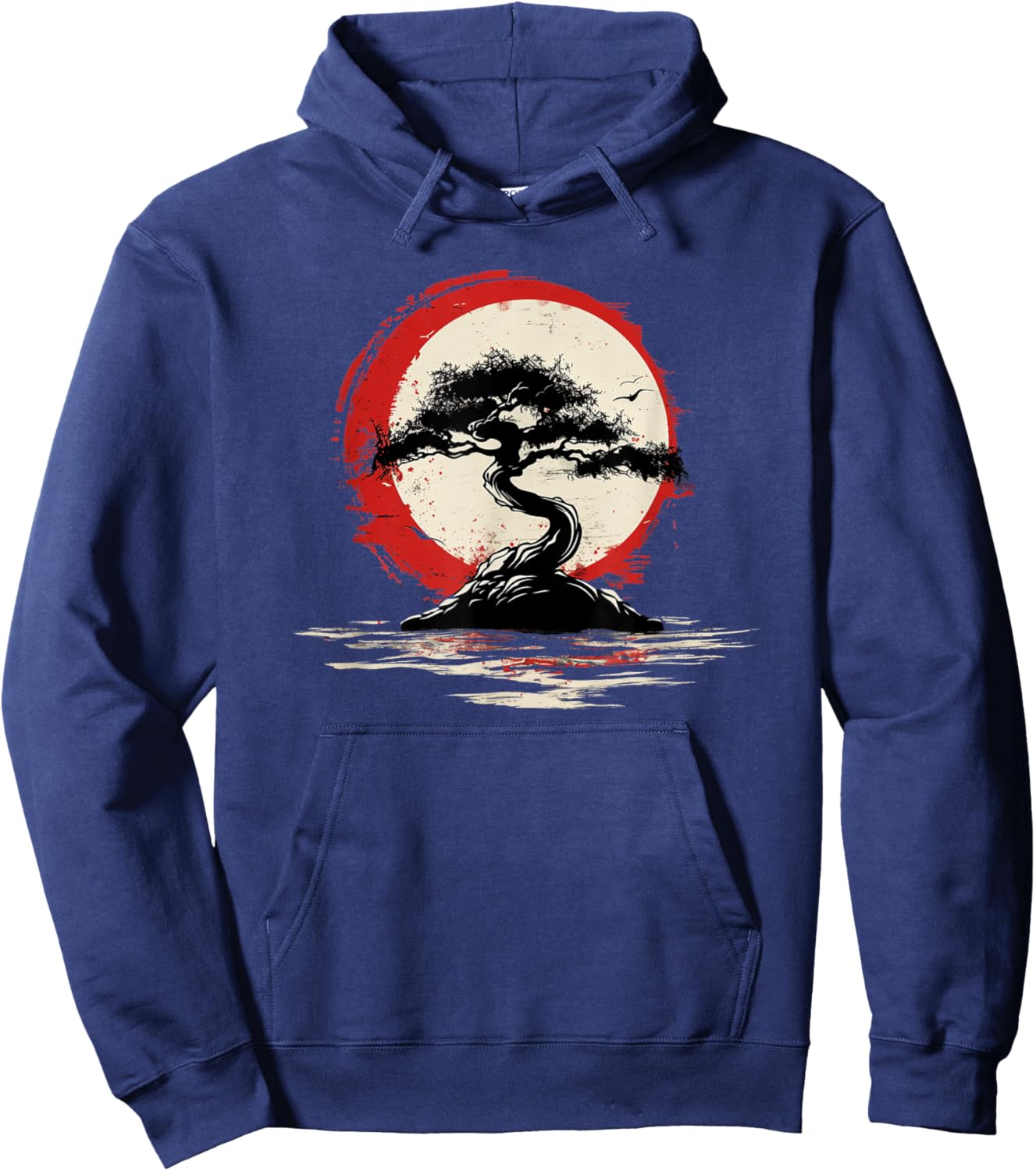Japanischer Bonsai-Baum und Sonnenuntergang Hoodie - Hoodie | Navy