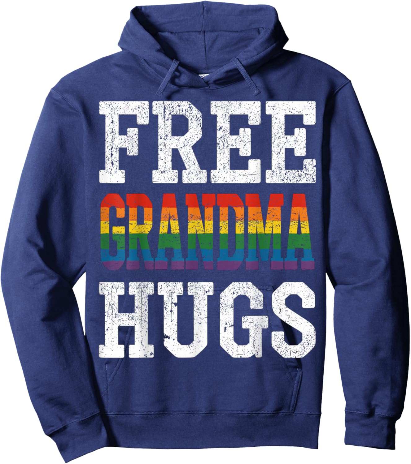 Free Grandma Hugs Pride Month Parade LBGT Hugging Retro Hoodie - Hoodie | Navy