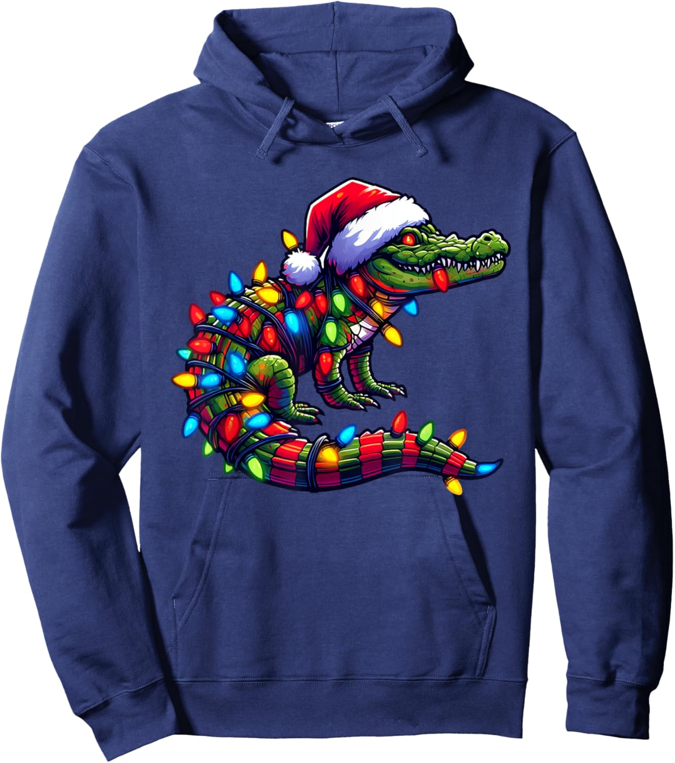 Alligator Santa Pajama Christmas Lights Xmas Toddler Kids Hoodie - Hoodie | Navy