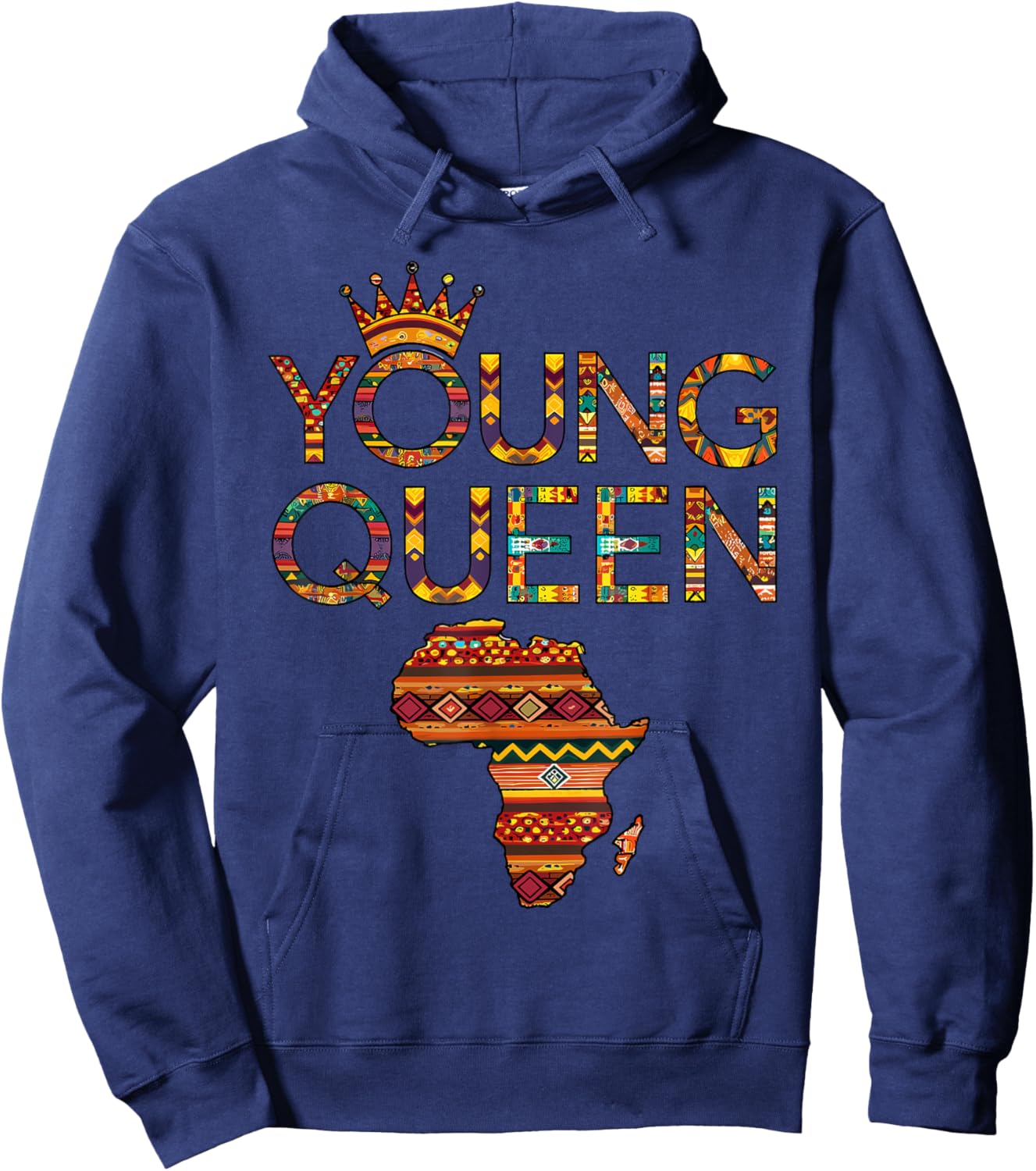 African Queen Art Girls Kente Cloth African Print Hoodie - Hoodie | Navy