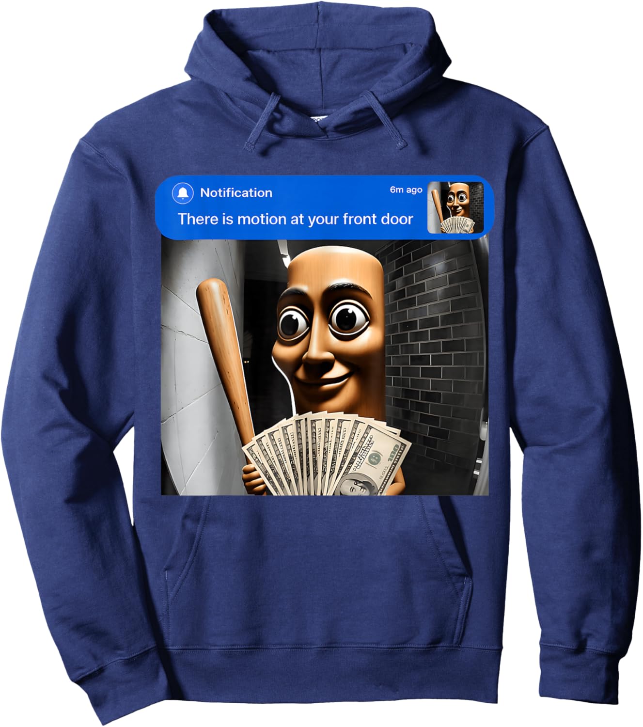 There is Motion At Your Front Door Tung Tung Tung Sahur Meme Hoodie - Hoodie | Navy