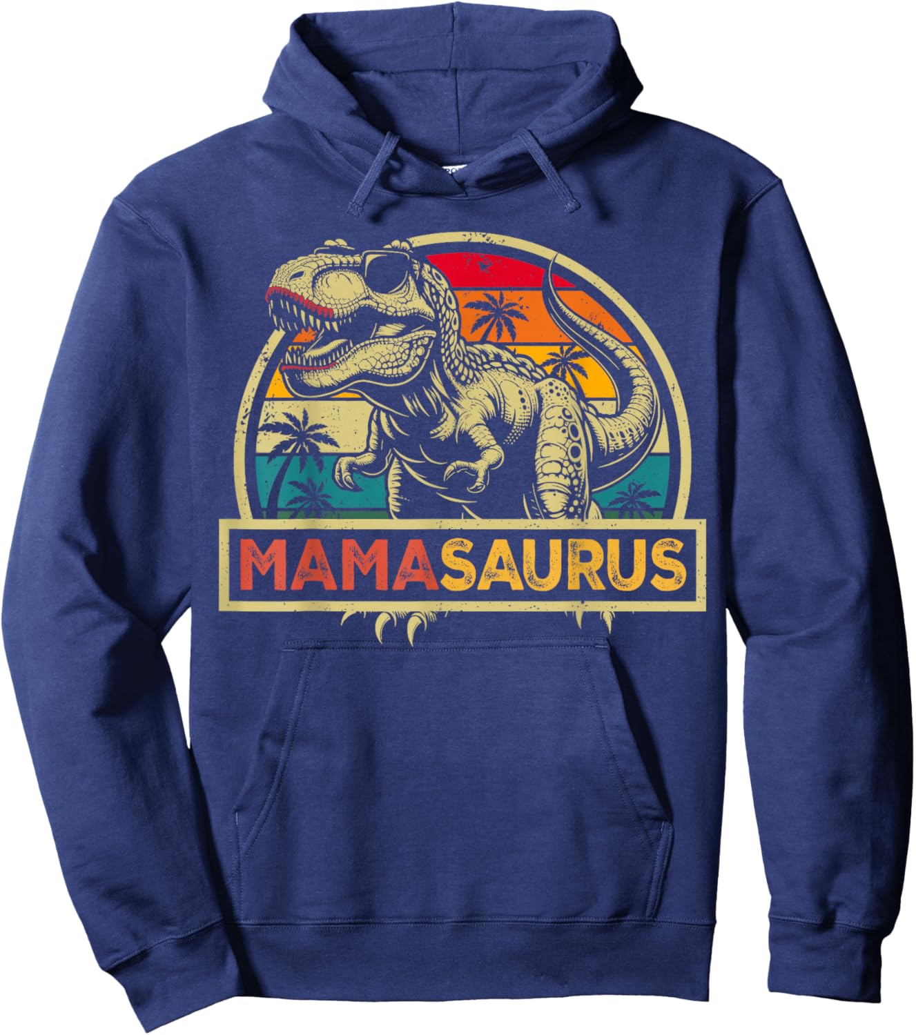 Mamasaurus T Rex Dinosaur Mama Saurus Family Matching Hoodie - Hoodie | Navy