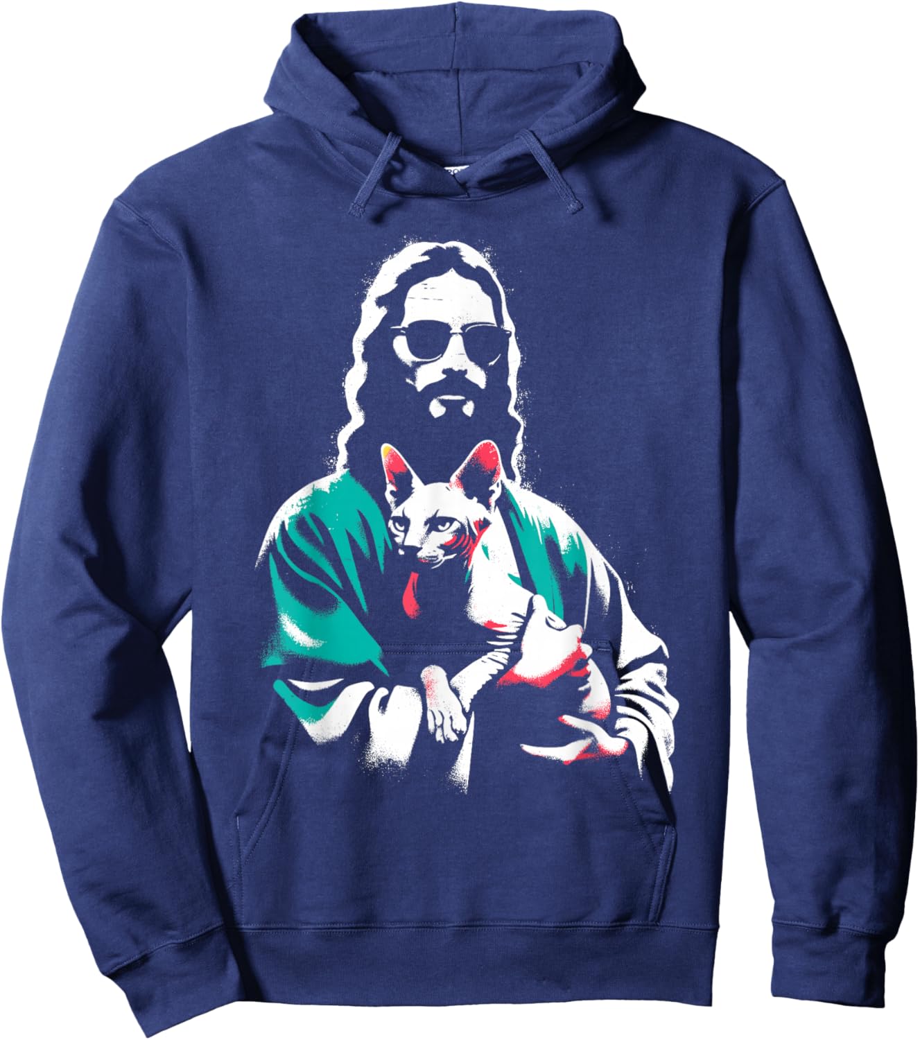 Jesus Sphynx Cat - Funny Christian Religious Sphynx Lover Hoodie - Hoodie | Navy