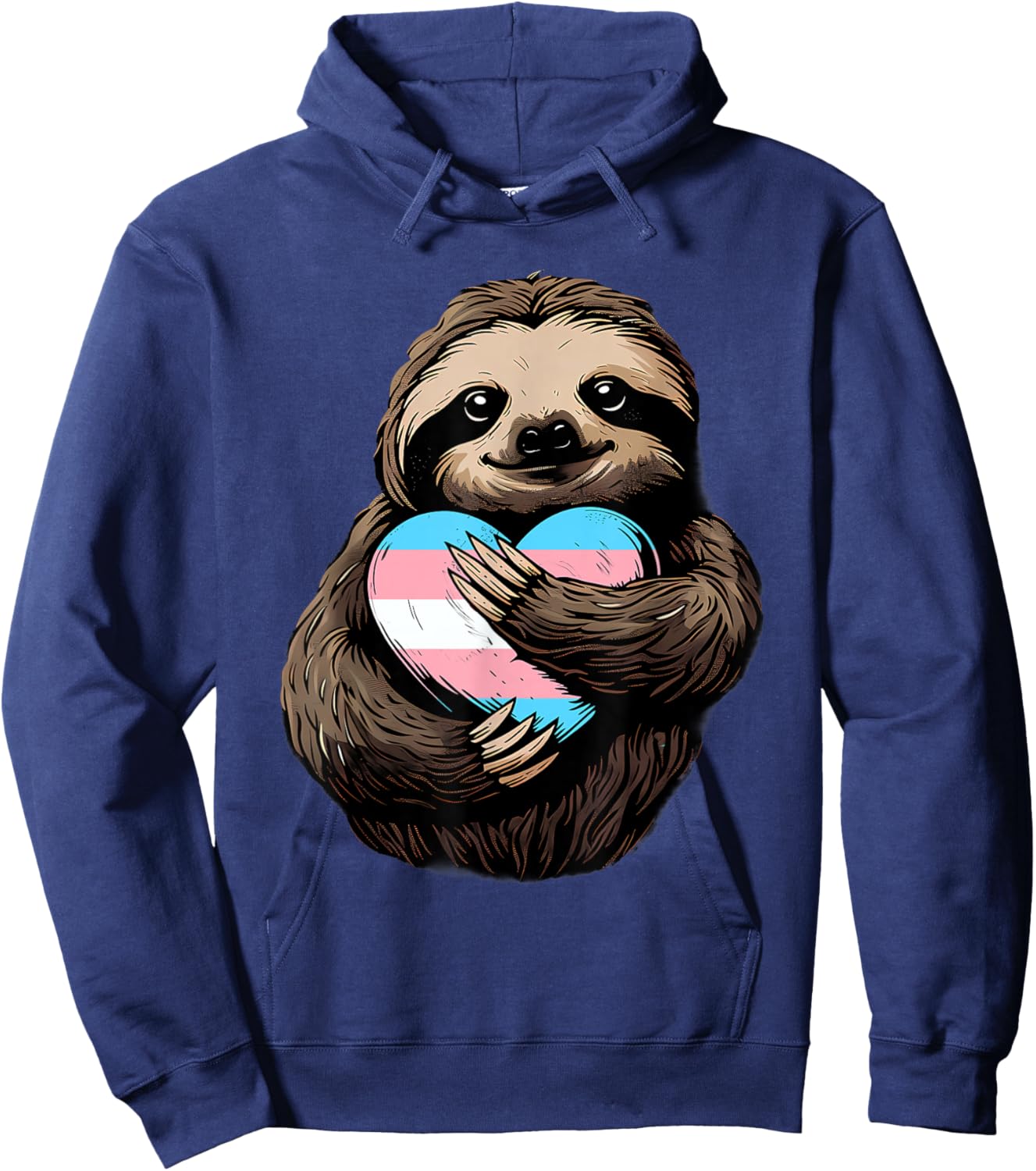 Transgender Sloth Heart Transsexuality LGBT Transsexual Flag Hoodie - Hoodie | Navy