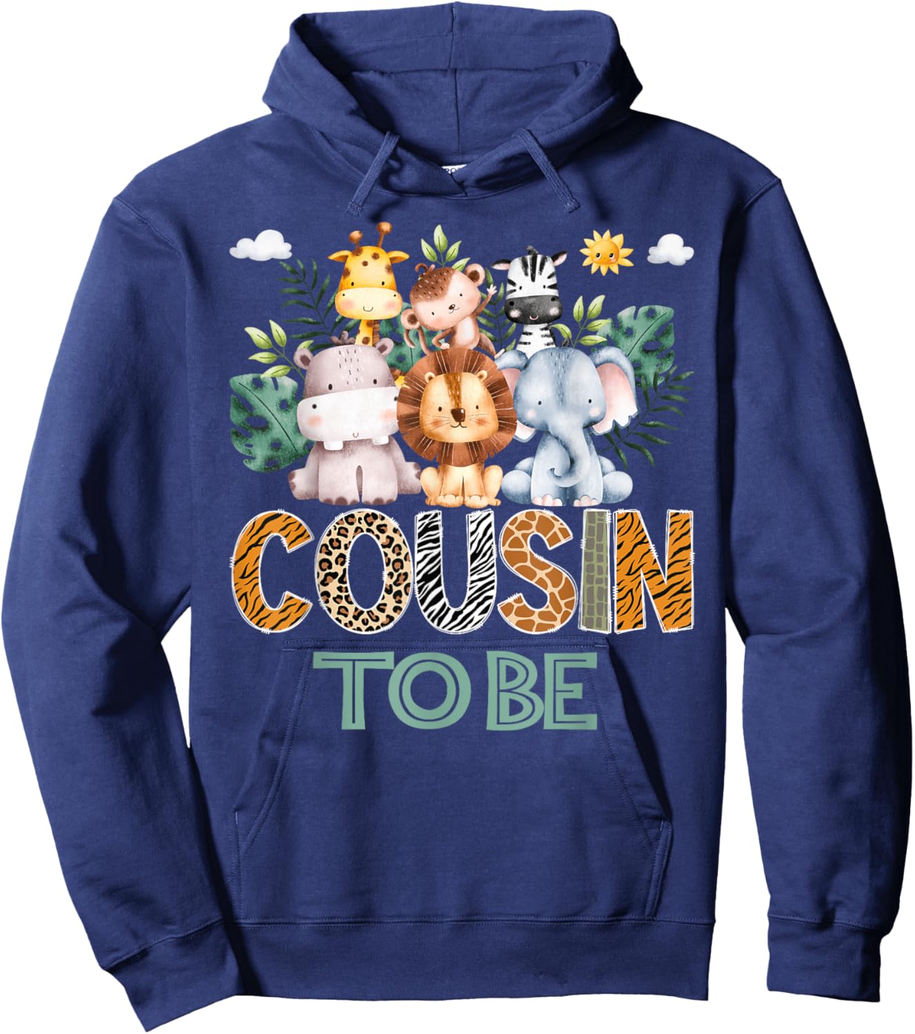 Soon To Be Cousin Jungle Animal Safari Gender Reveal Hoodie - Hoodie | Navy