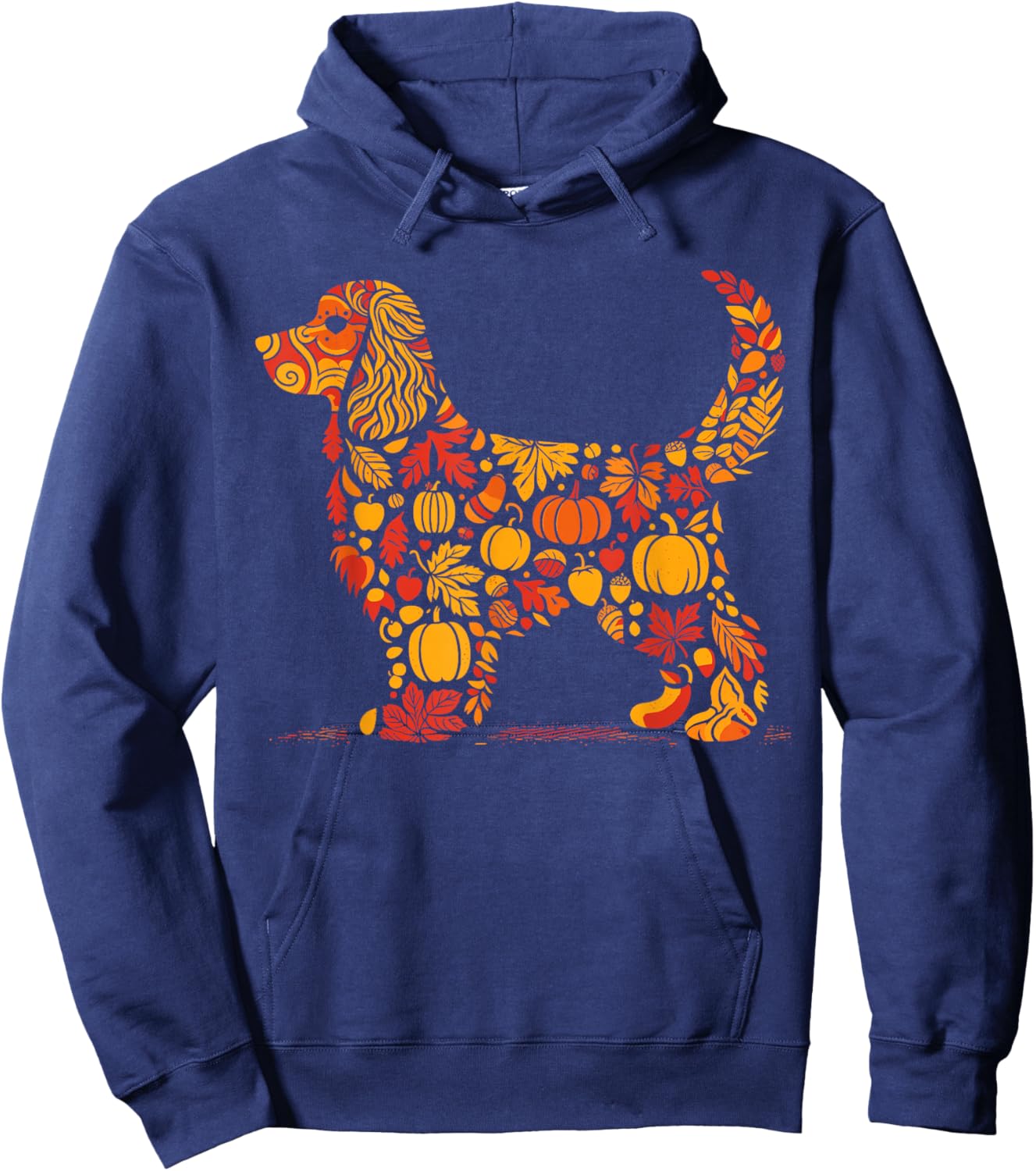Autumn Pumpkin Cocker Spaniel Thanksgiving Kids Hoodie - Hoodie | Navy