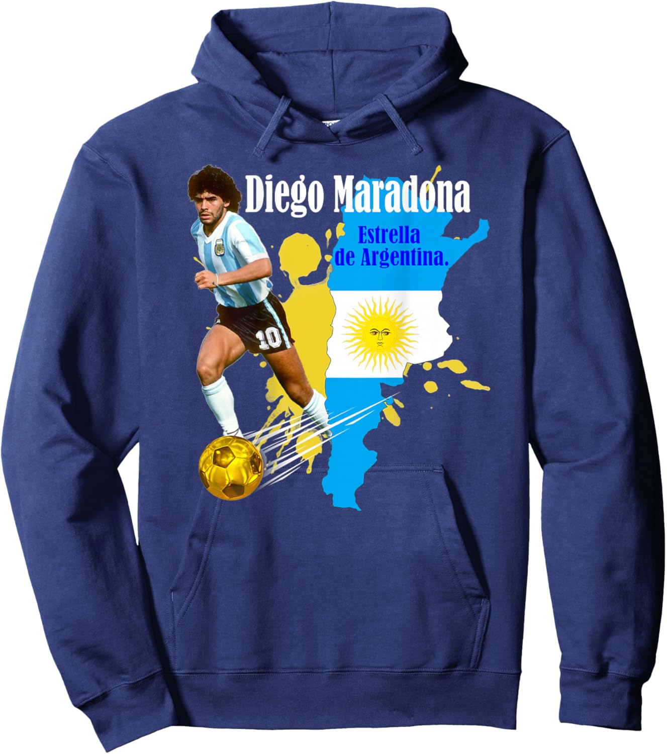Diego Maradona_005_Back Printed Hoodie - Hoodie | Navy